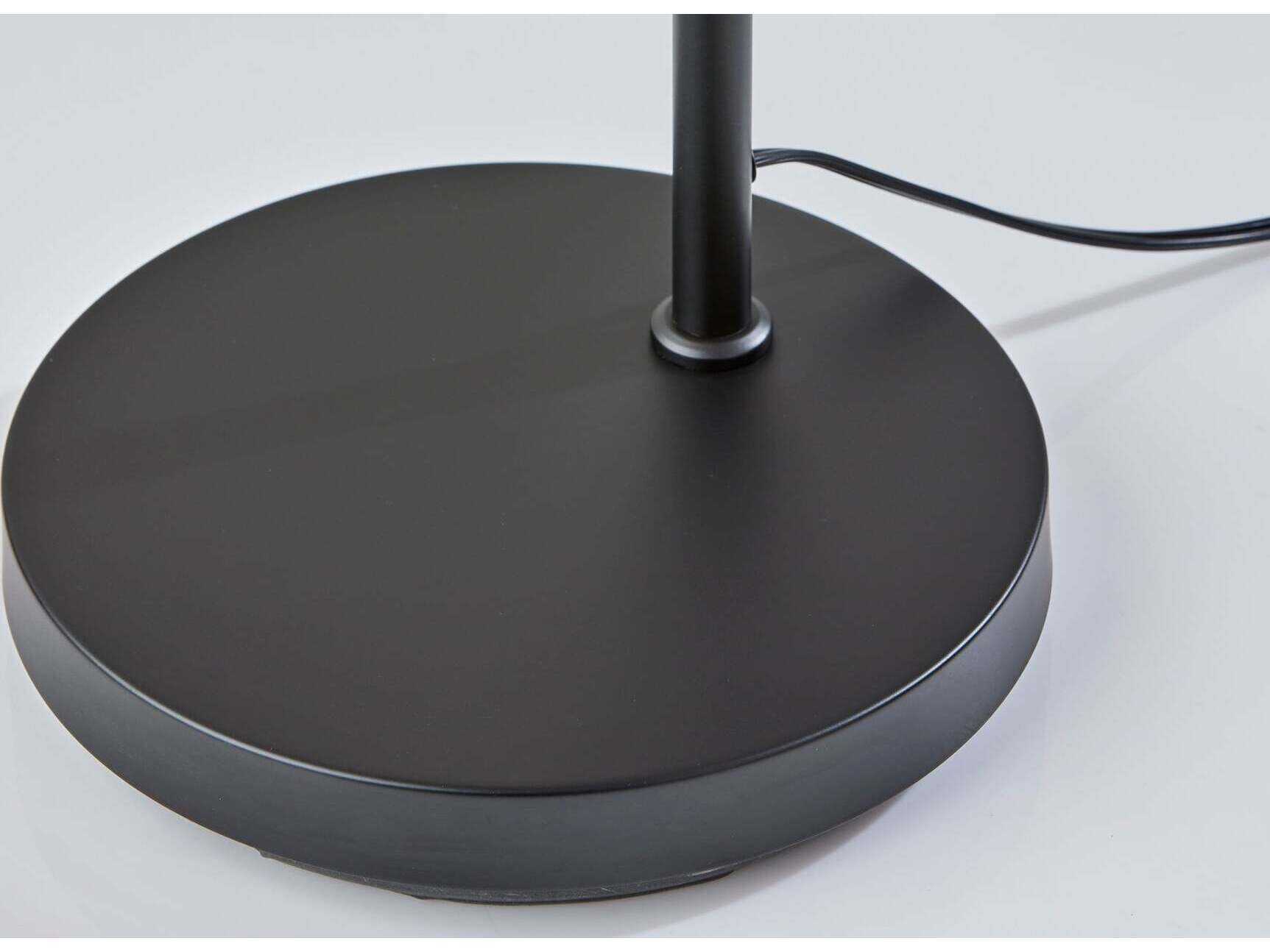 Adesso Lyons Black Natural Woven Paper With Trim Floor Lamp