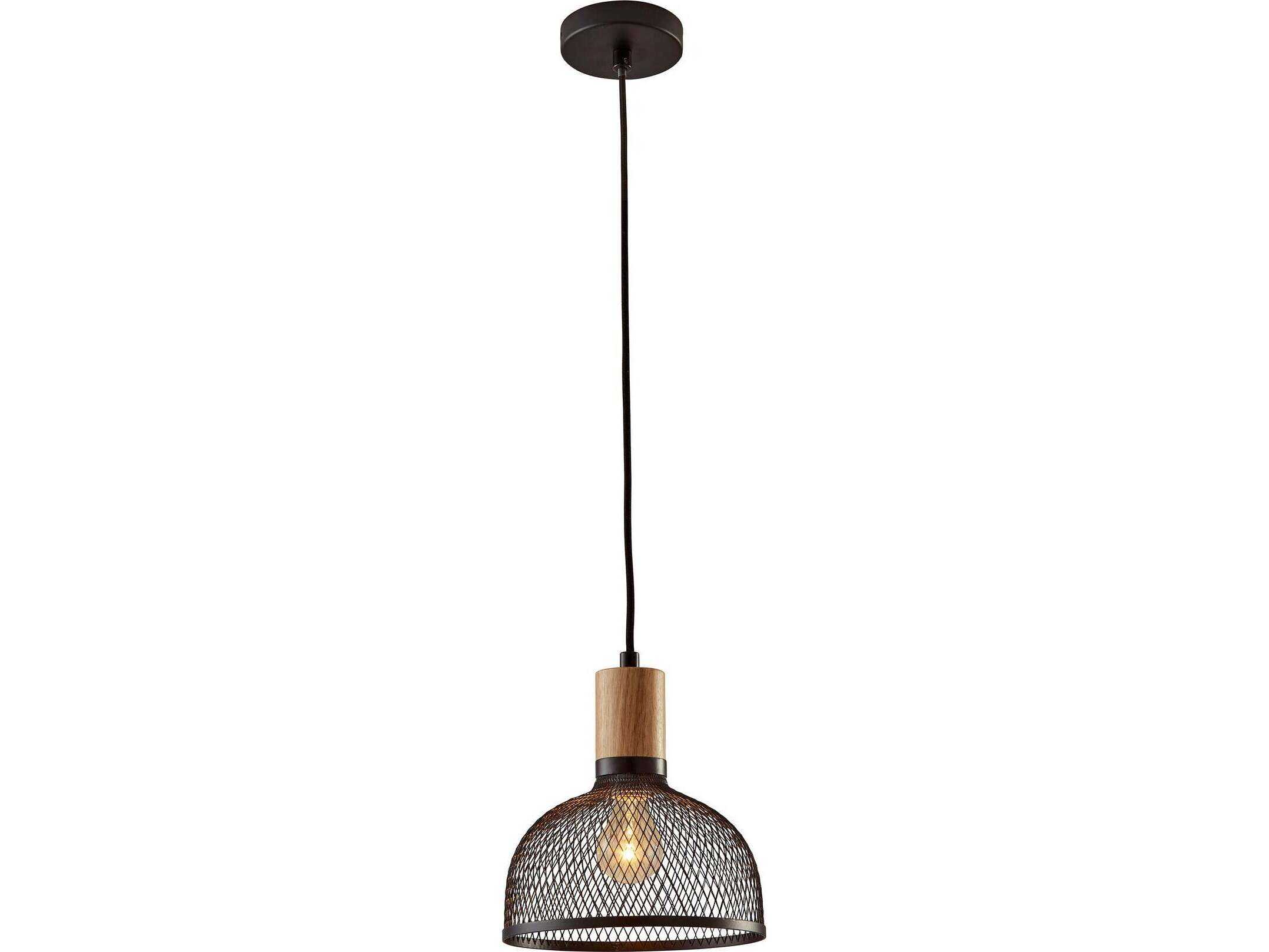 Adesso Dale Matte Black Natural Rubber Dome Mini Pendant