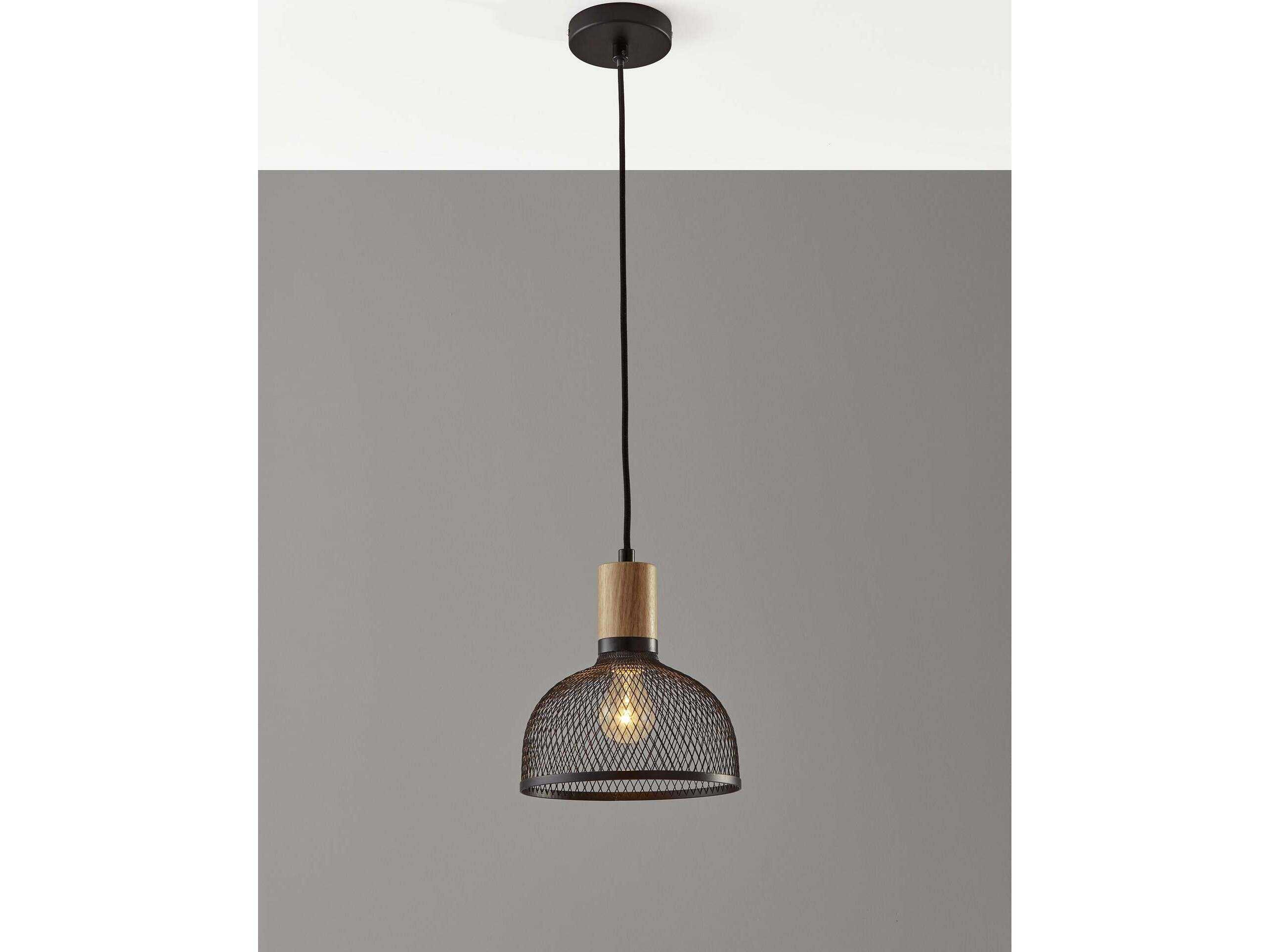 Adesso Dale Matte Black Natural Rubber Dome Mini Pendant