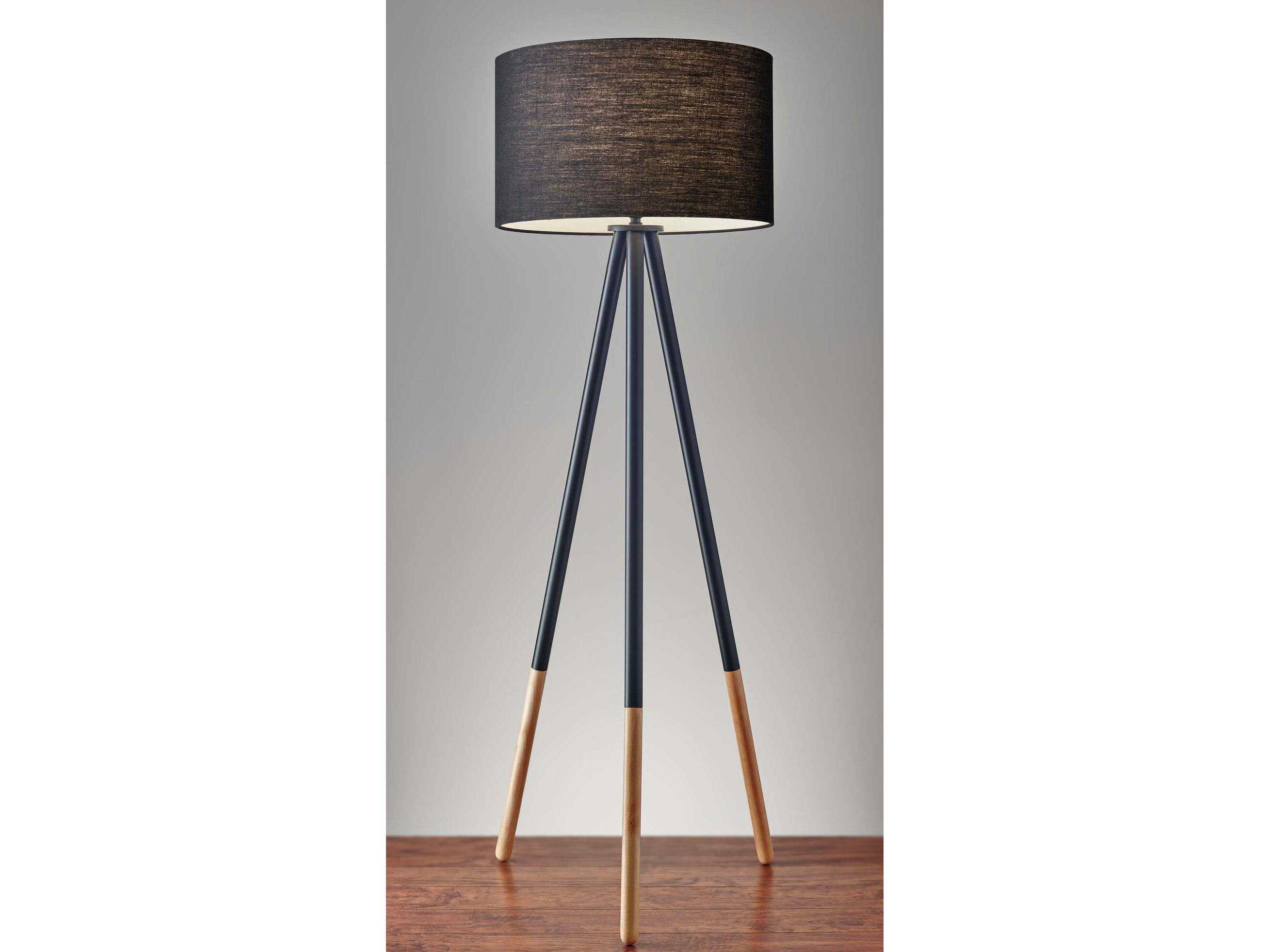 Adesso Louise Black Fabric Floor Lamp