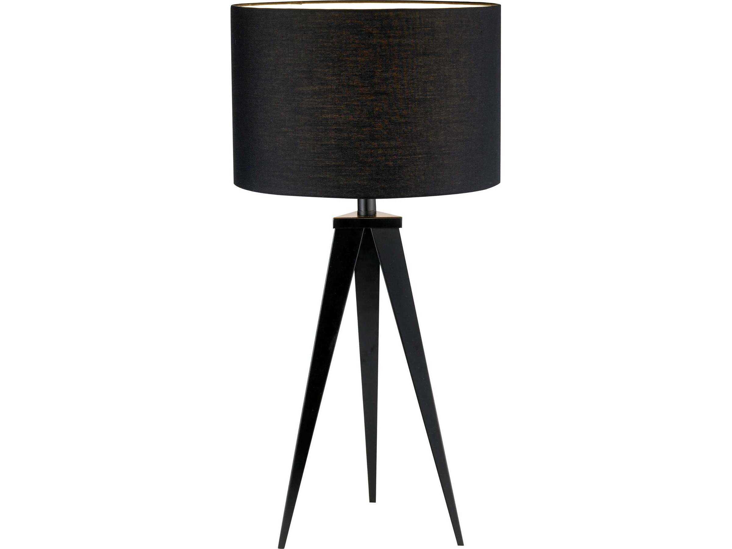 Adesso Director Black Fabric Drum Buffet Lamp