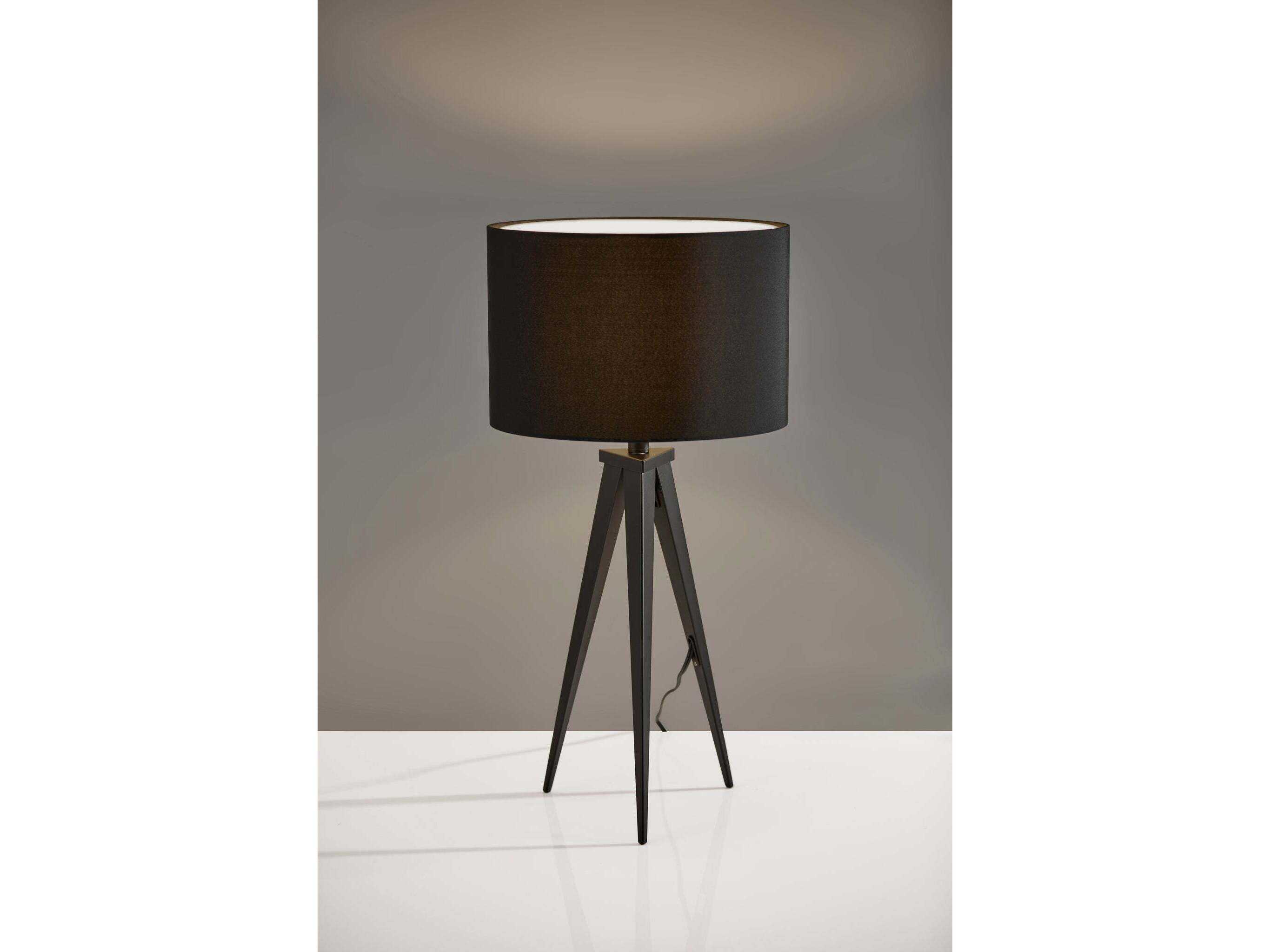 Adesso Director Black Fabric Drum Buffet Lamp