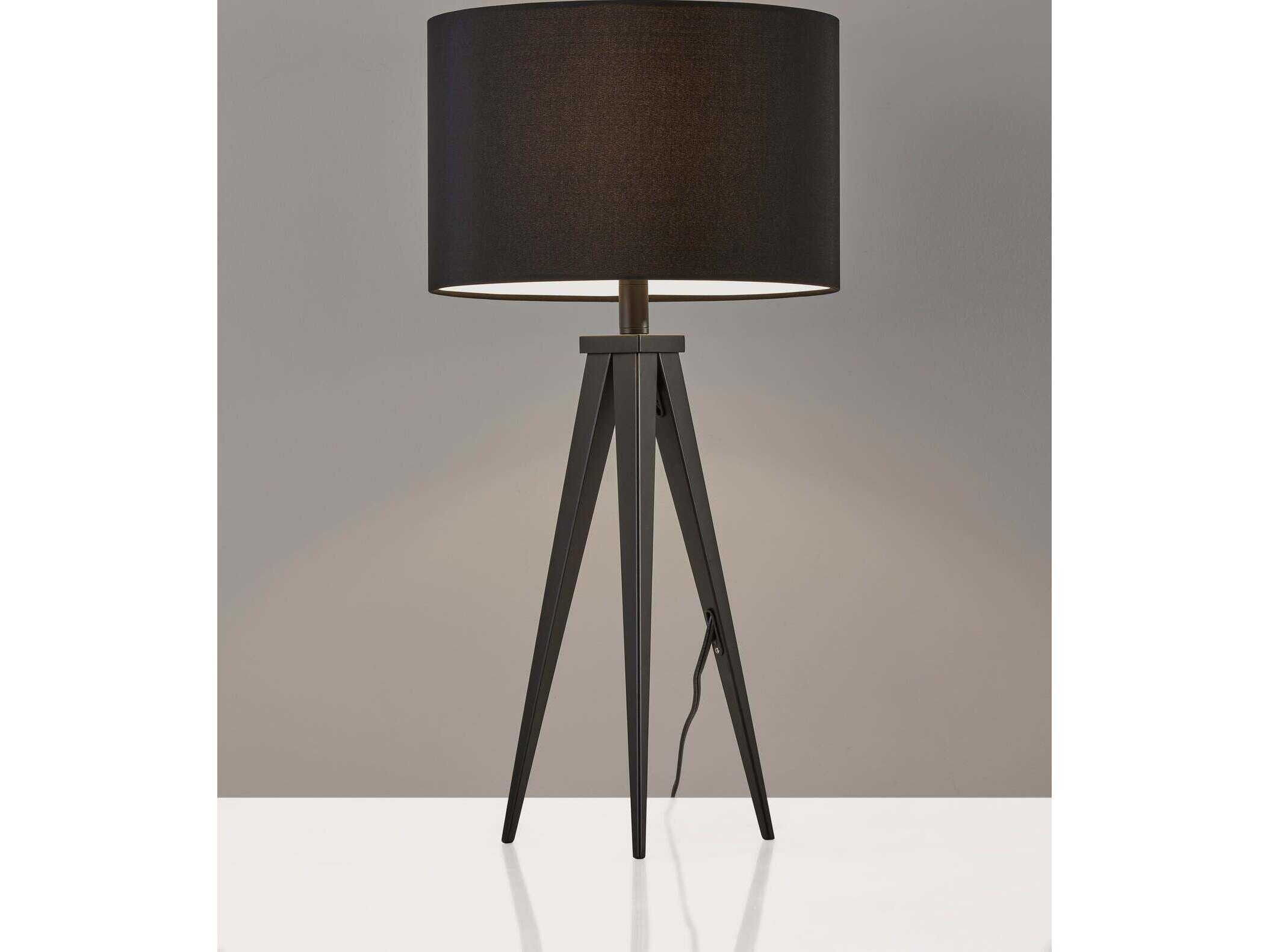 Adesso Director Black Fabric Drum Buffet Lamp