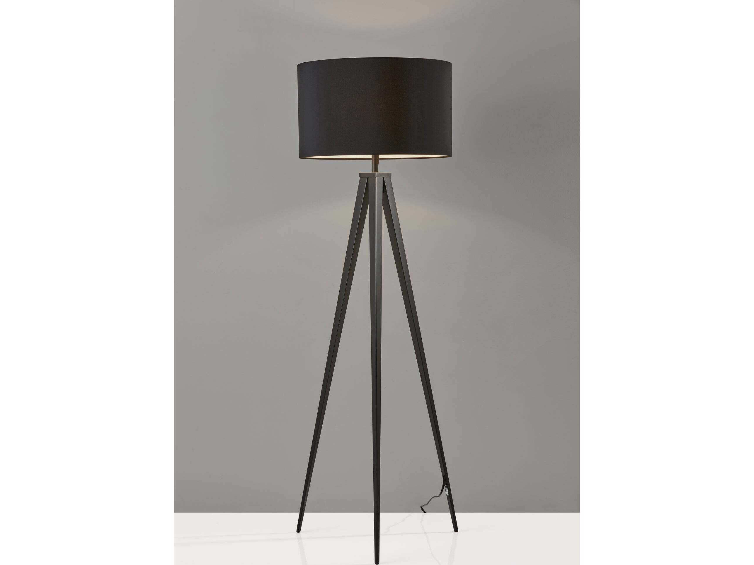 Adesso Director Black Fabric Drum Floor Lamp