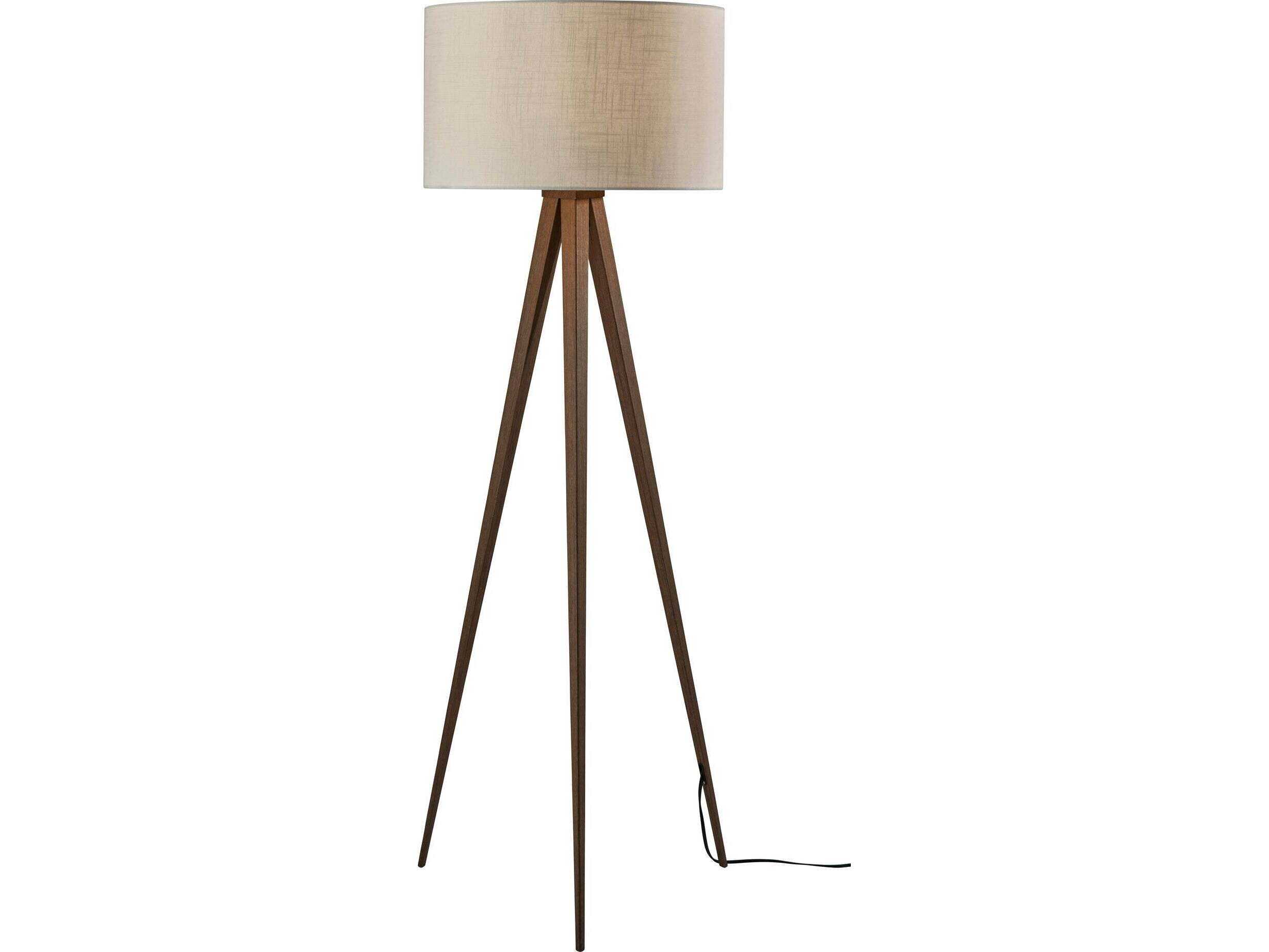Adesso Director Metal Rosewood Veneer Brown Floor Lamp