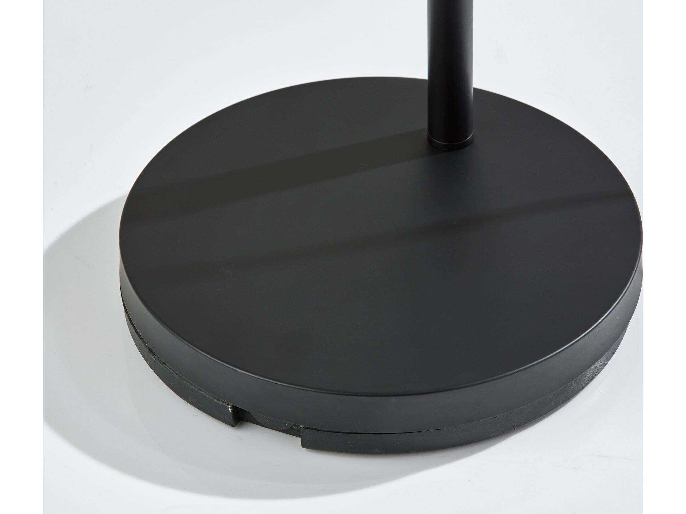 Adesso Elsie Black Natural Smoked Ribbed Glass Floor Lamp