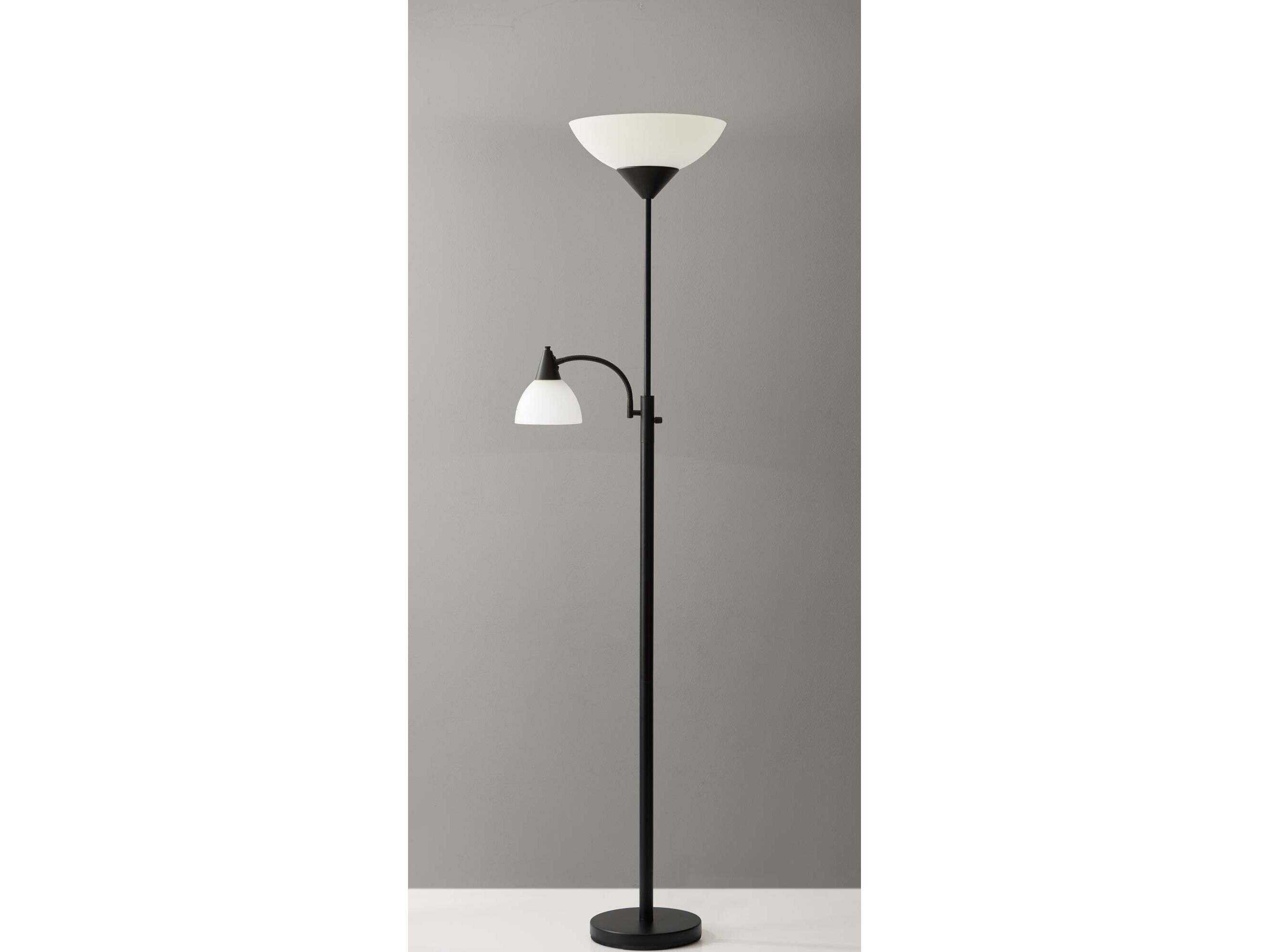 Adesso Piedmont Black White Plastic Floor Lamp