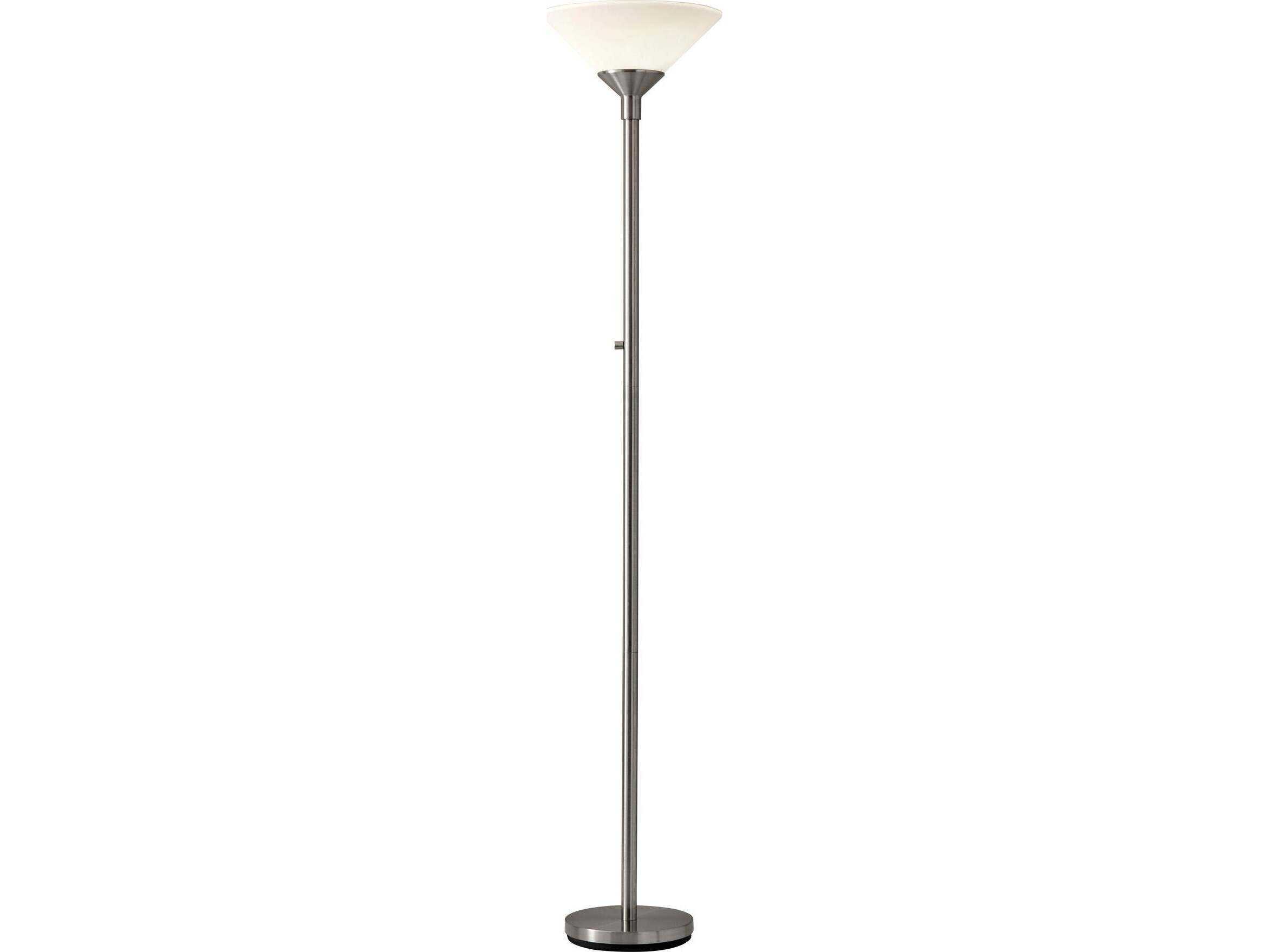 Adesso Aries Brushed Steel White Acrylic Floor Lamp