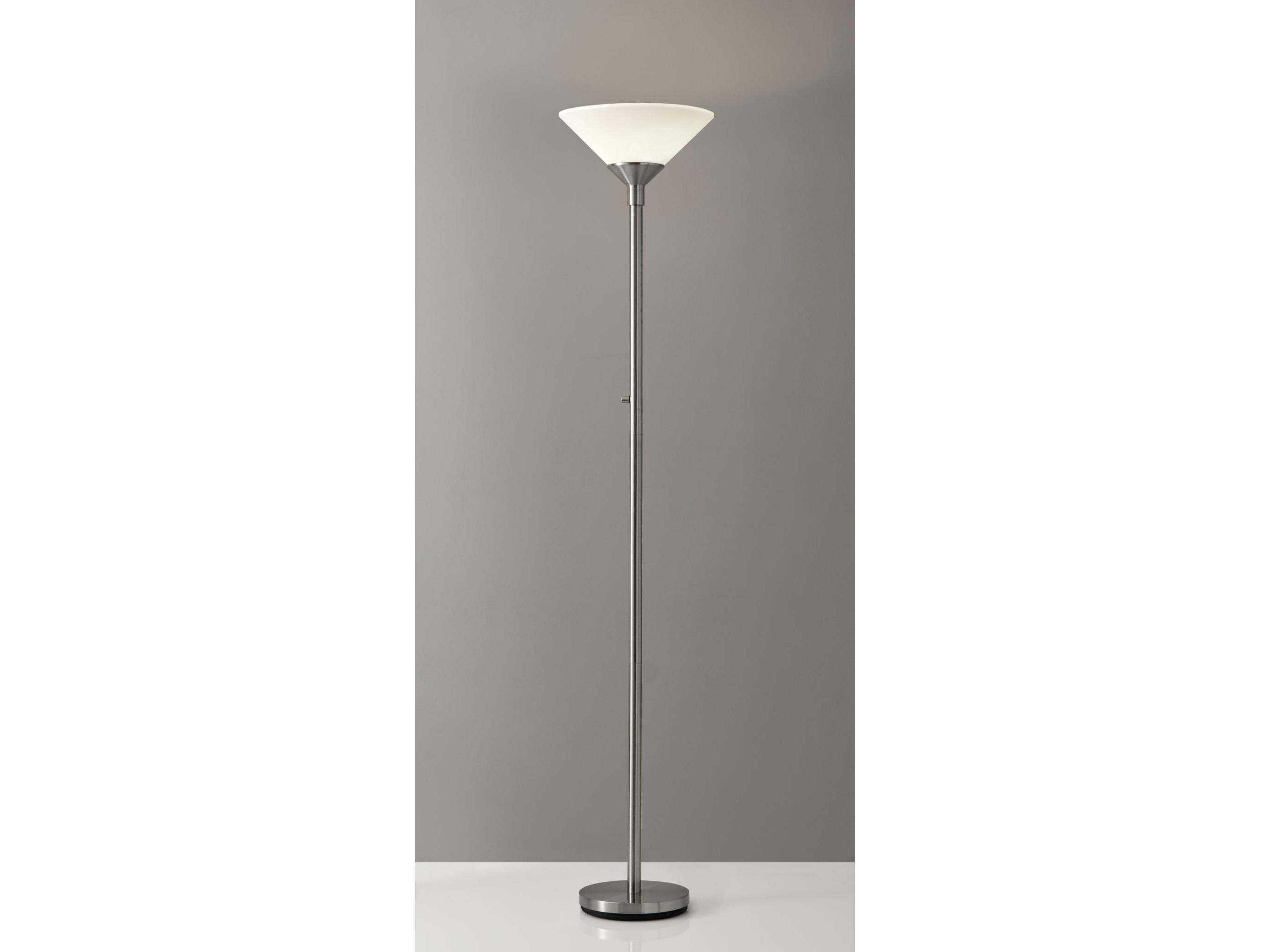 Adesso Aries Brushed Steel White Acrylic Floor Lamp