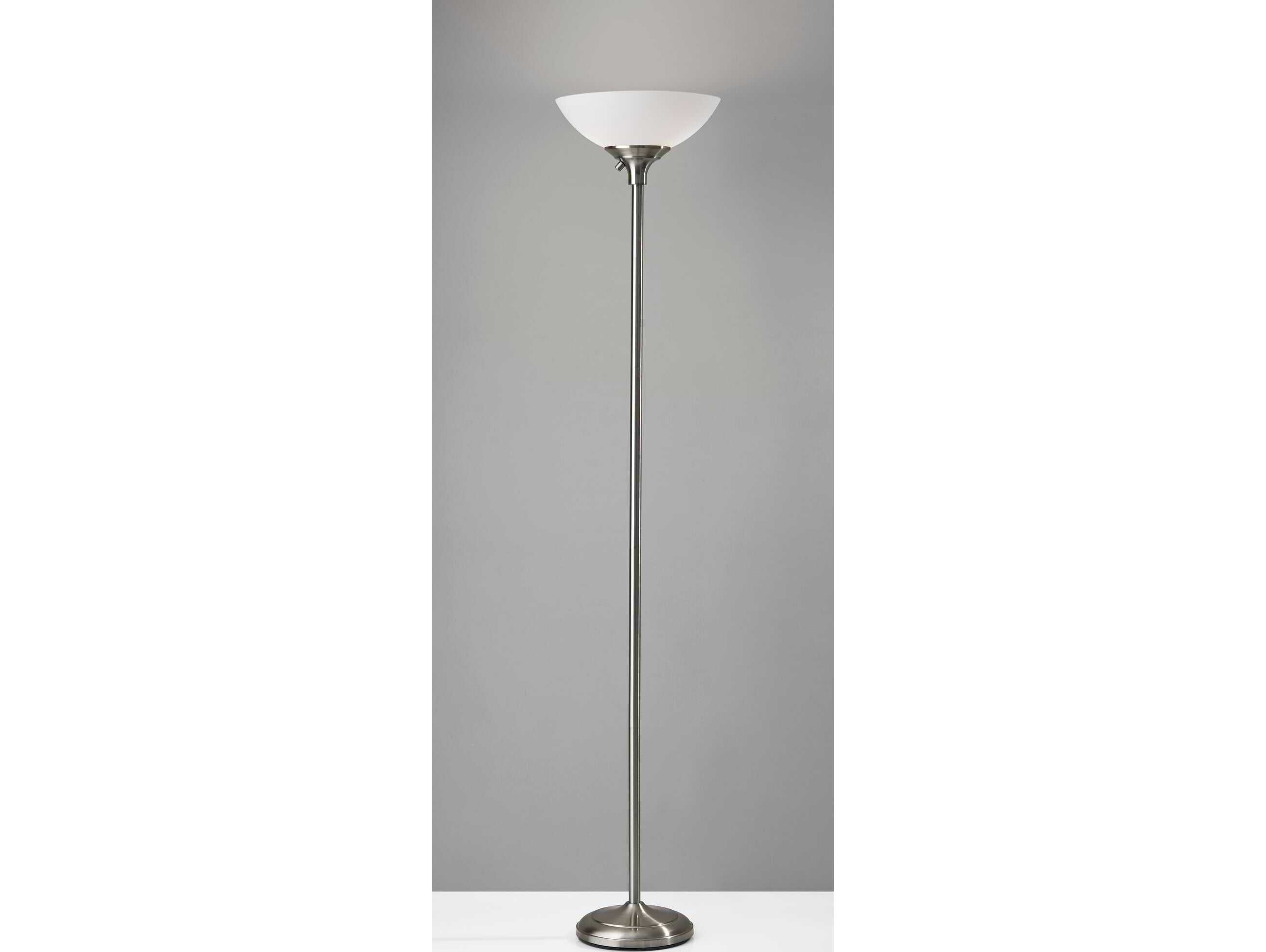 Adesso Glenn Brushed Steel Frosted Plastic Floor Lamp