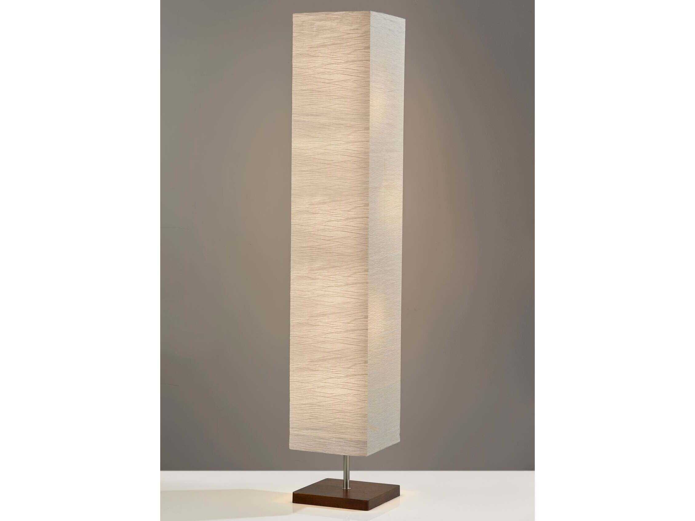 Adesso Dune Walnut White Crinkle Paper Off Floor Lamp