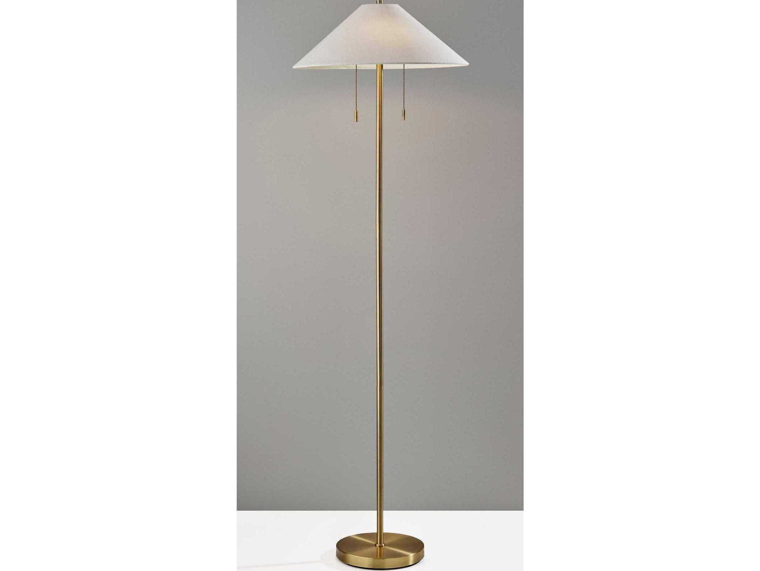Adesso Claremont Antique Brass Floor Lamp