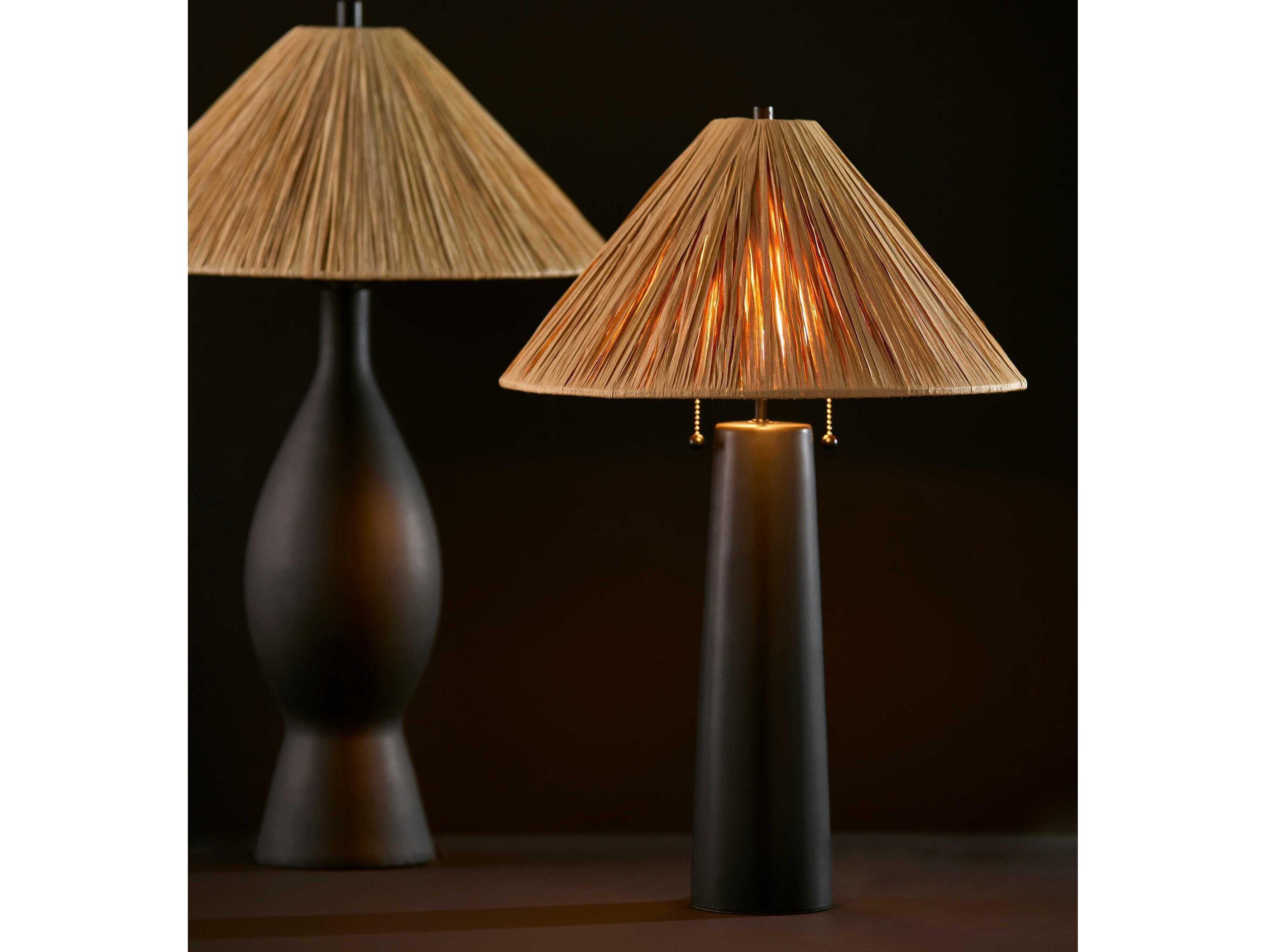 Adesso Maren Black Rough Raffia Grass Buffet Lamp