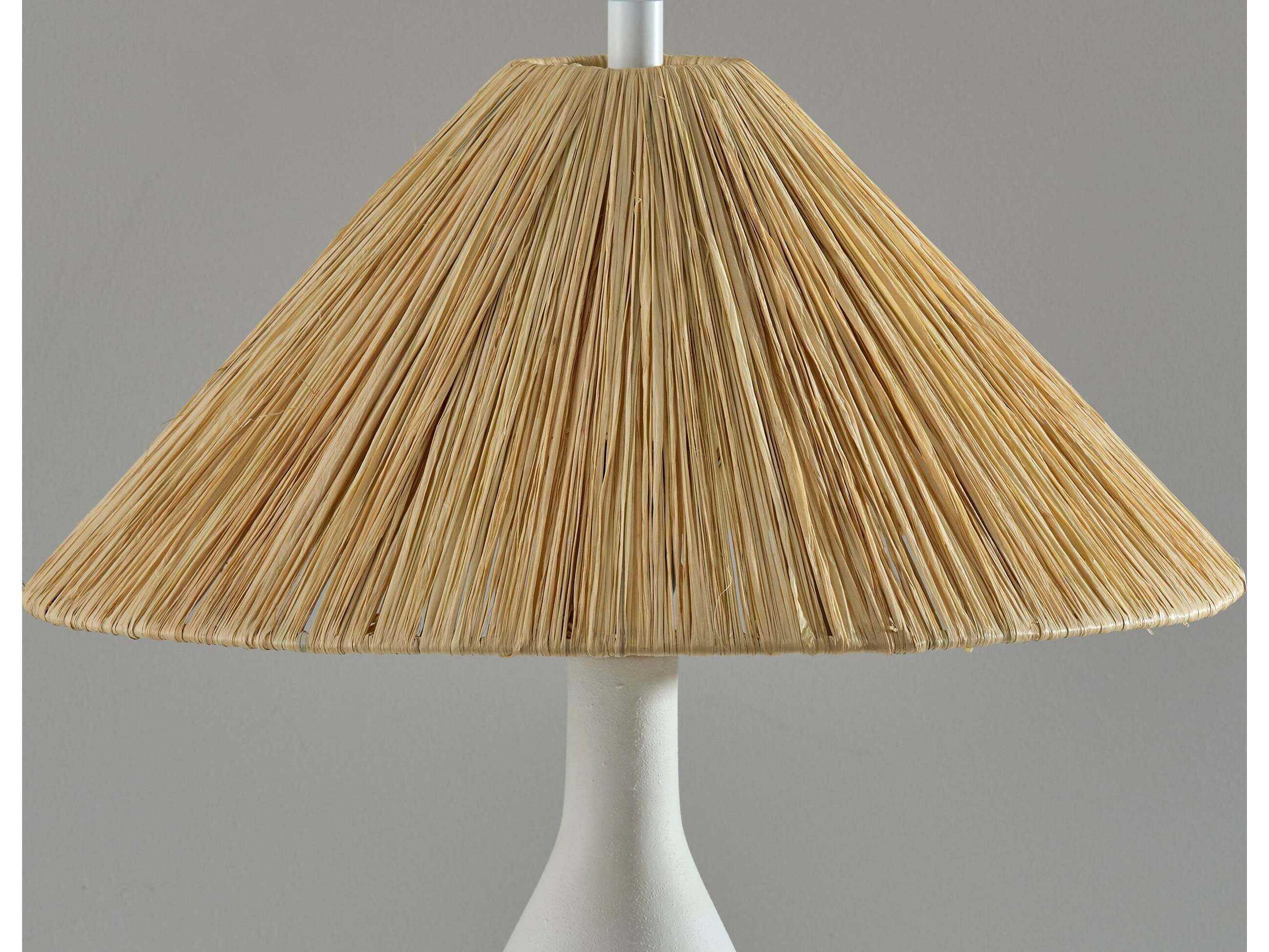 Adesso Maren White Rough Raffia Grass Buffet Lamp