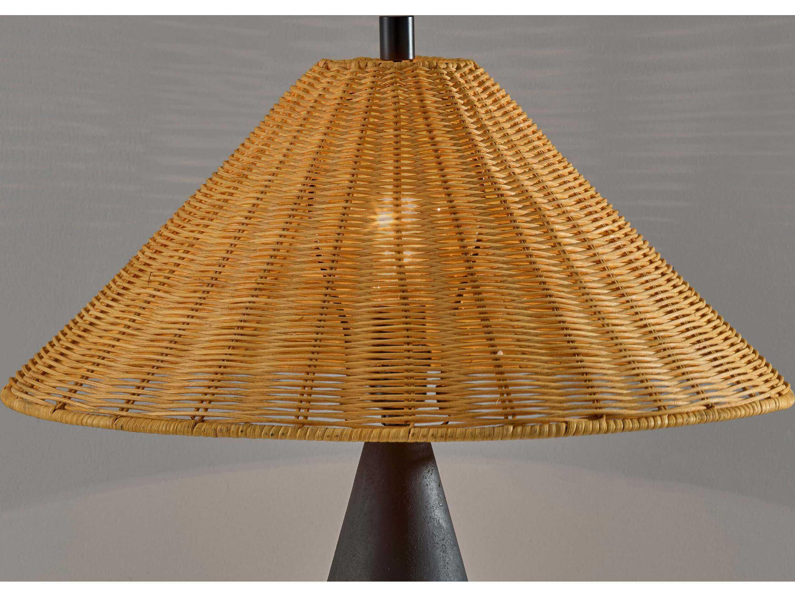 Adesso Lorelei Black Rough Brown Rattan Buffet Lamp
