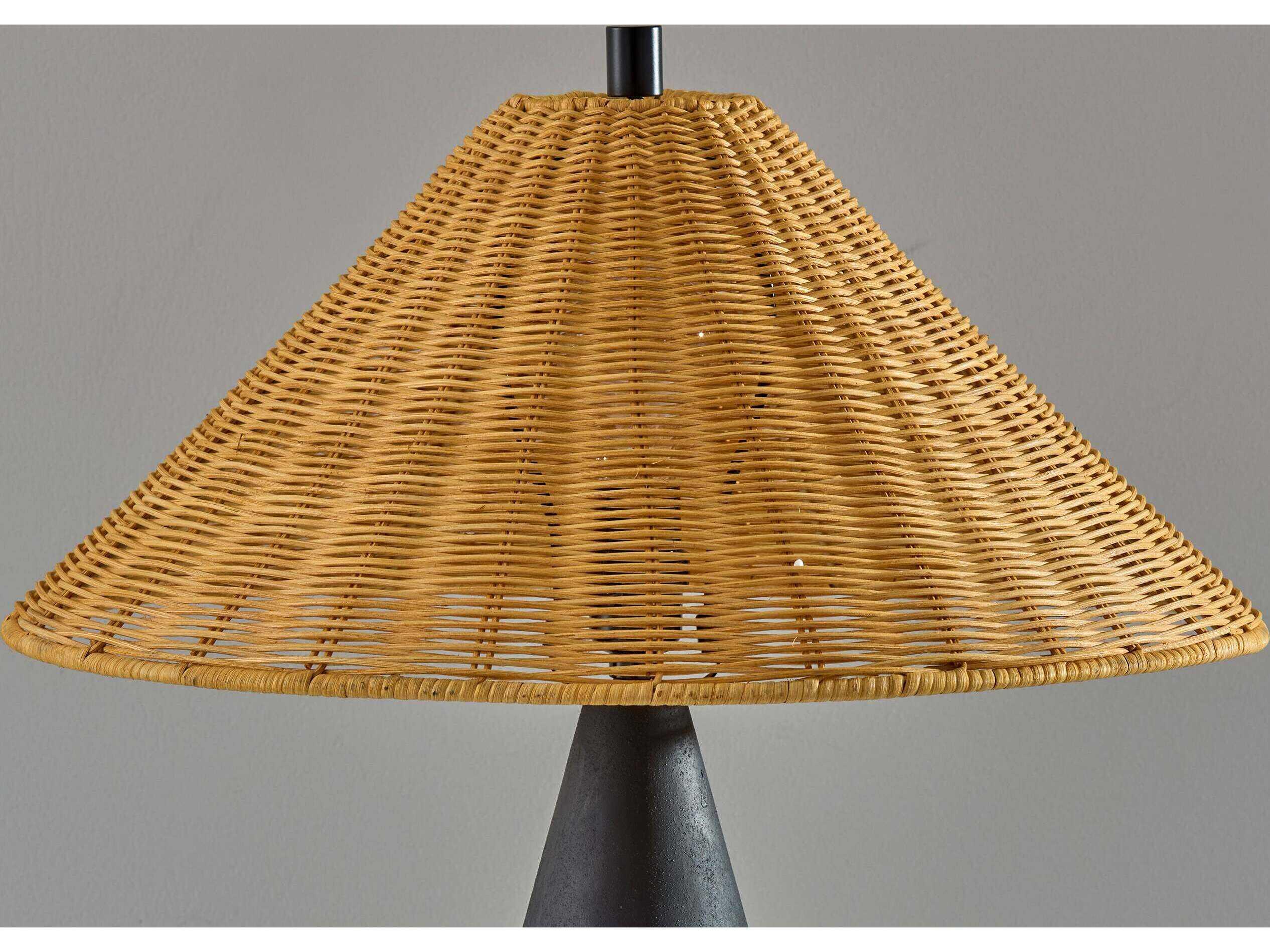 Adesso Lorelei Black Rough Brown Rattan Buffet Lamp