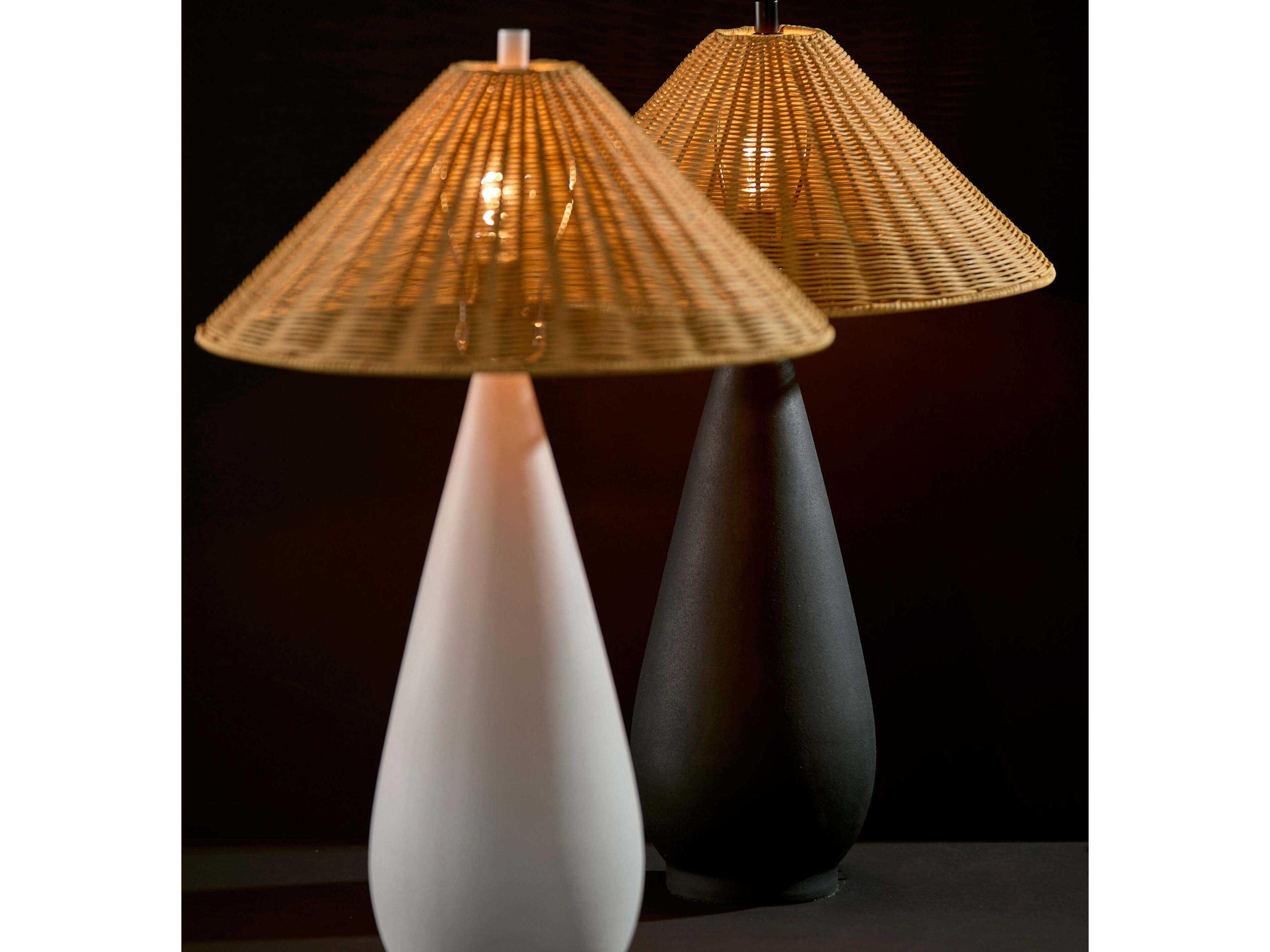 Adesso Lorelei White Rough Brown Rattan Buffet Lamp