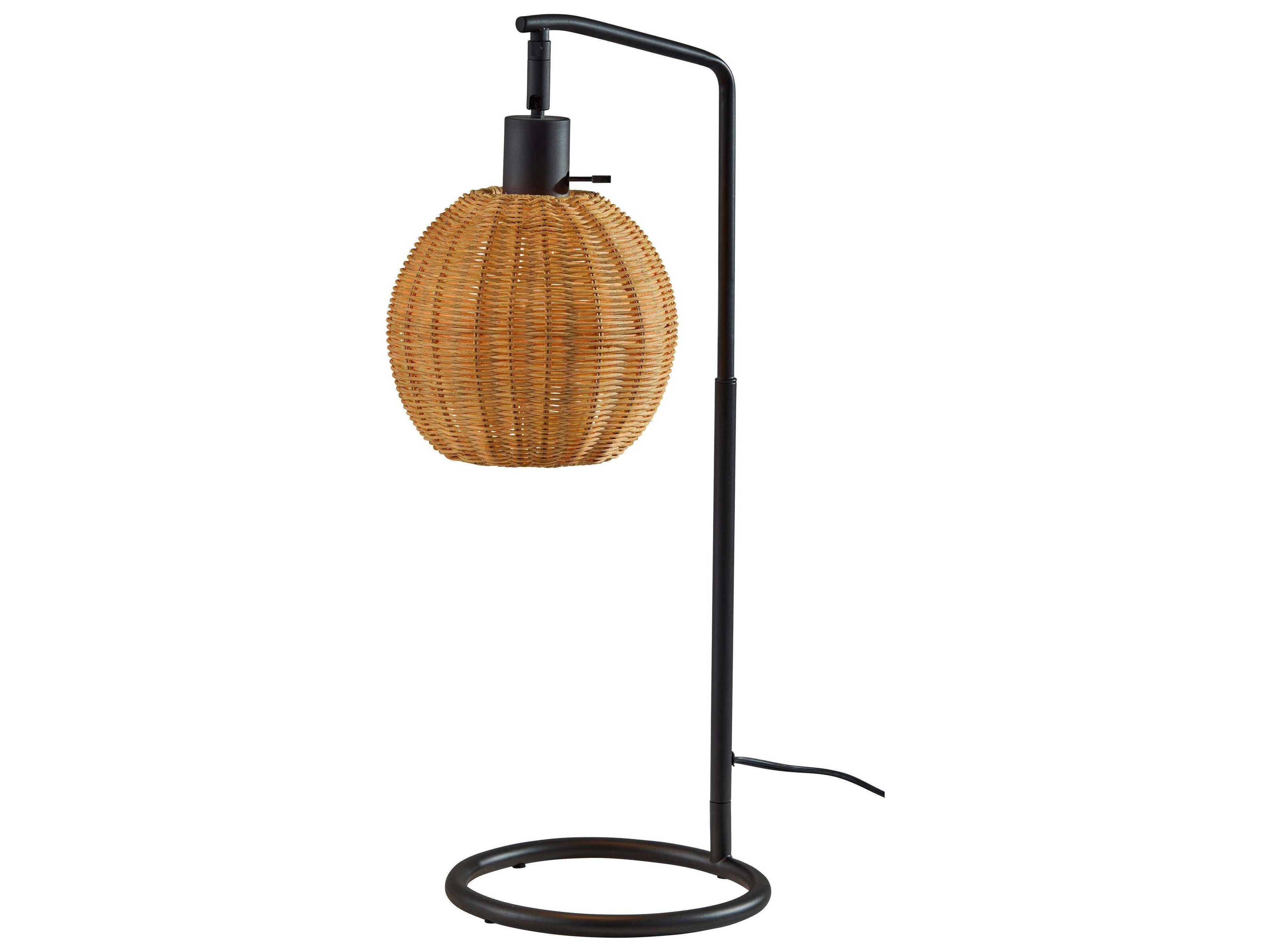 Adesso Maeve Black Brown Rattan Buffet Lamp