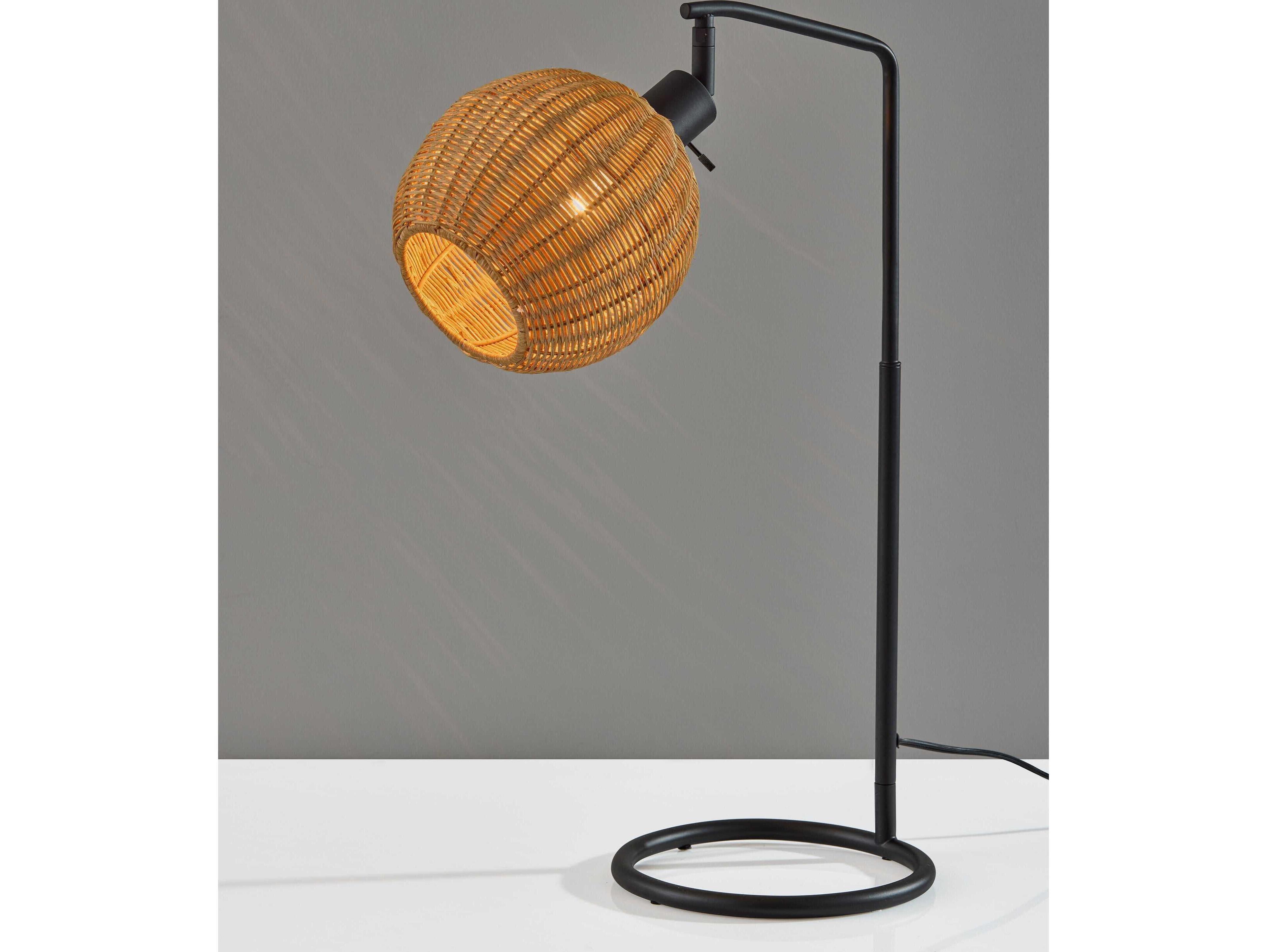 Adesso Maeve Black Brown Rattan Buffet Lamp