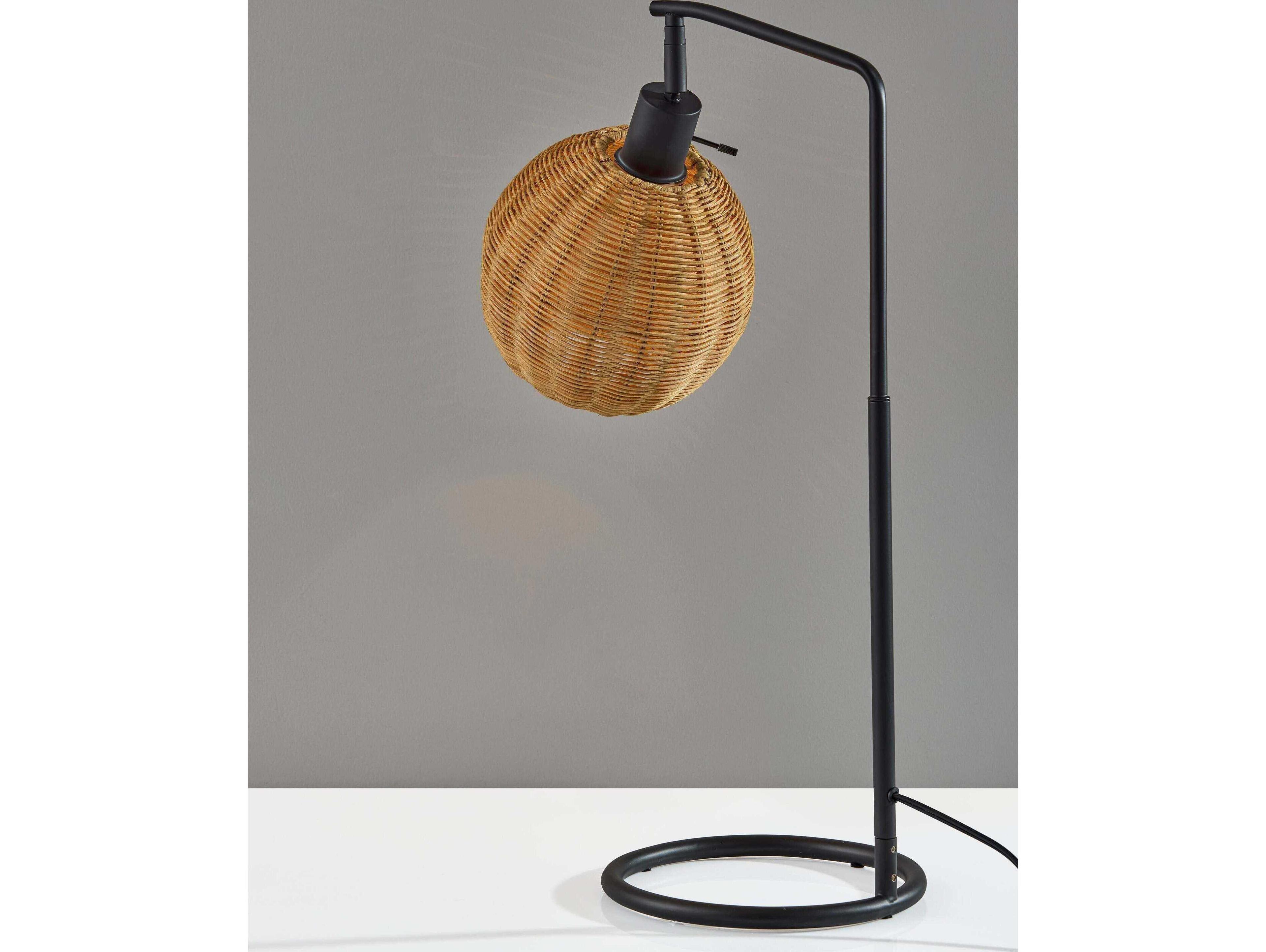 Adesso Maeve Black Brown Rattan Buffet Lamp