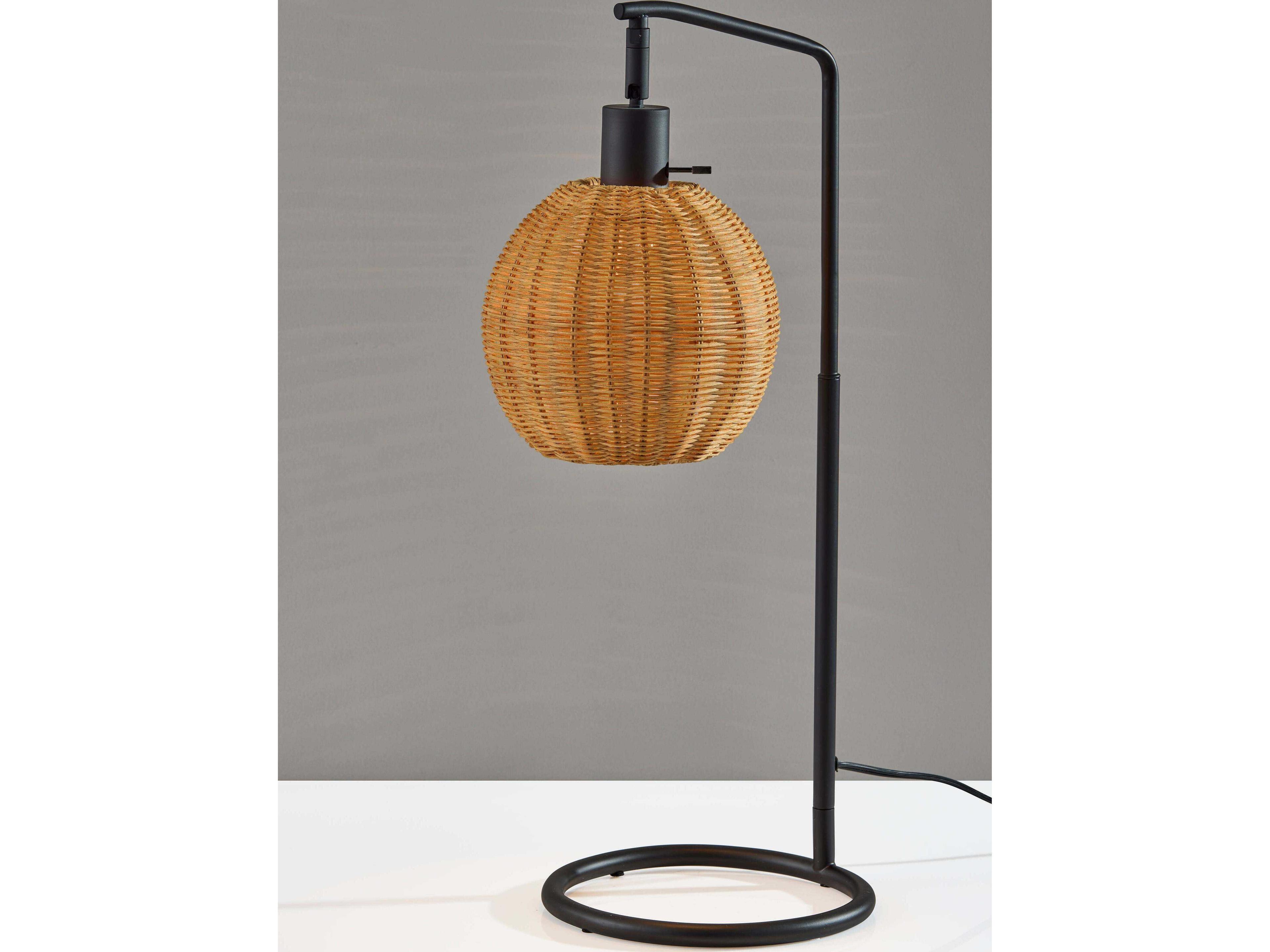 Adesso Maeve Black Brown Rattan Buffet Lamp