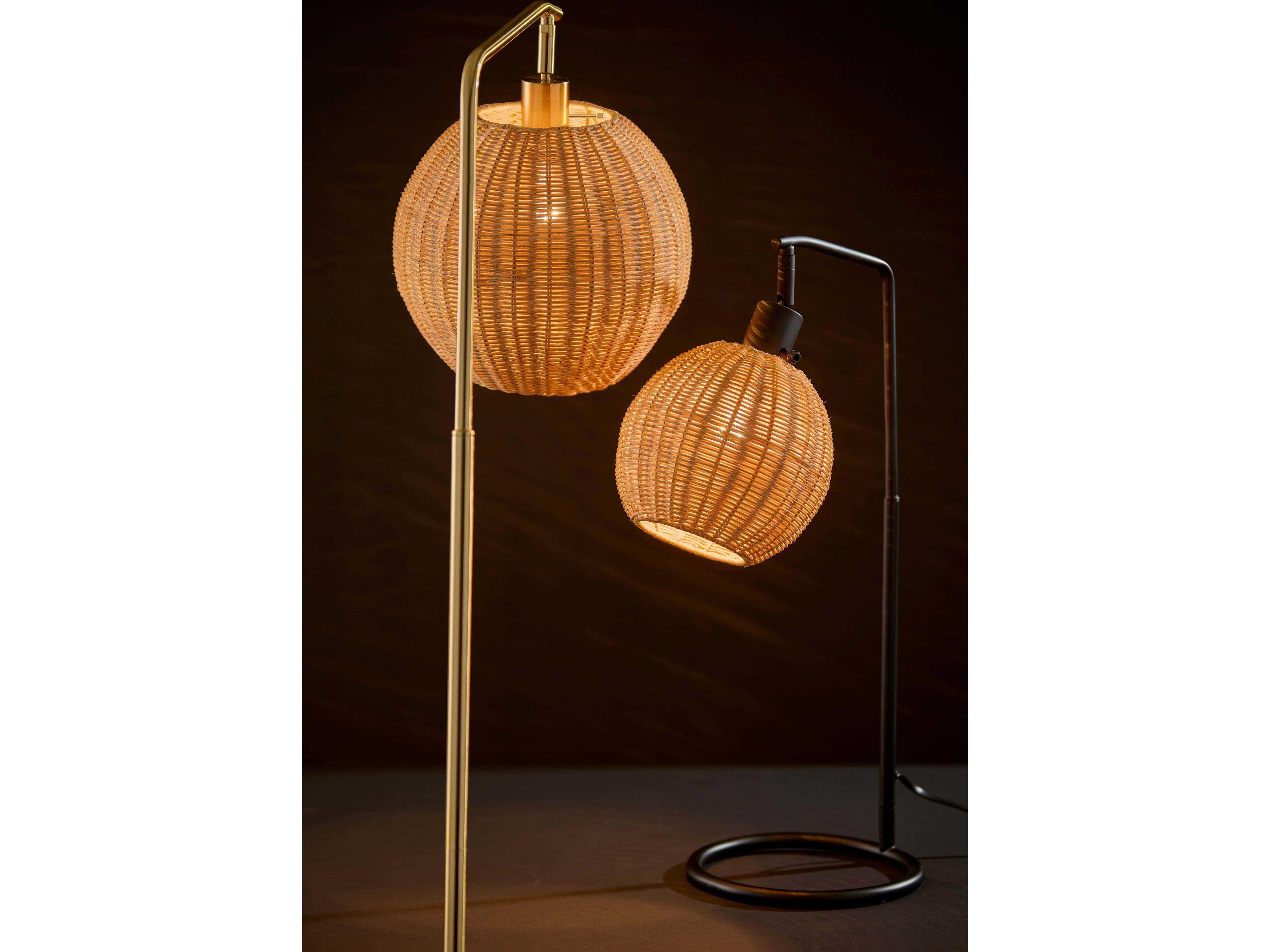 Adesso Maeve Black Brown Rattan Buffet Lamp