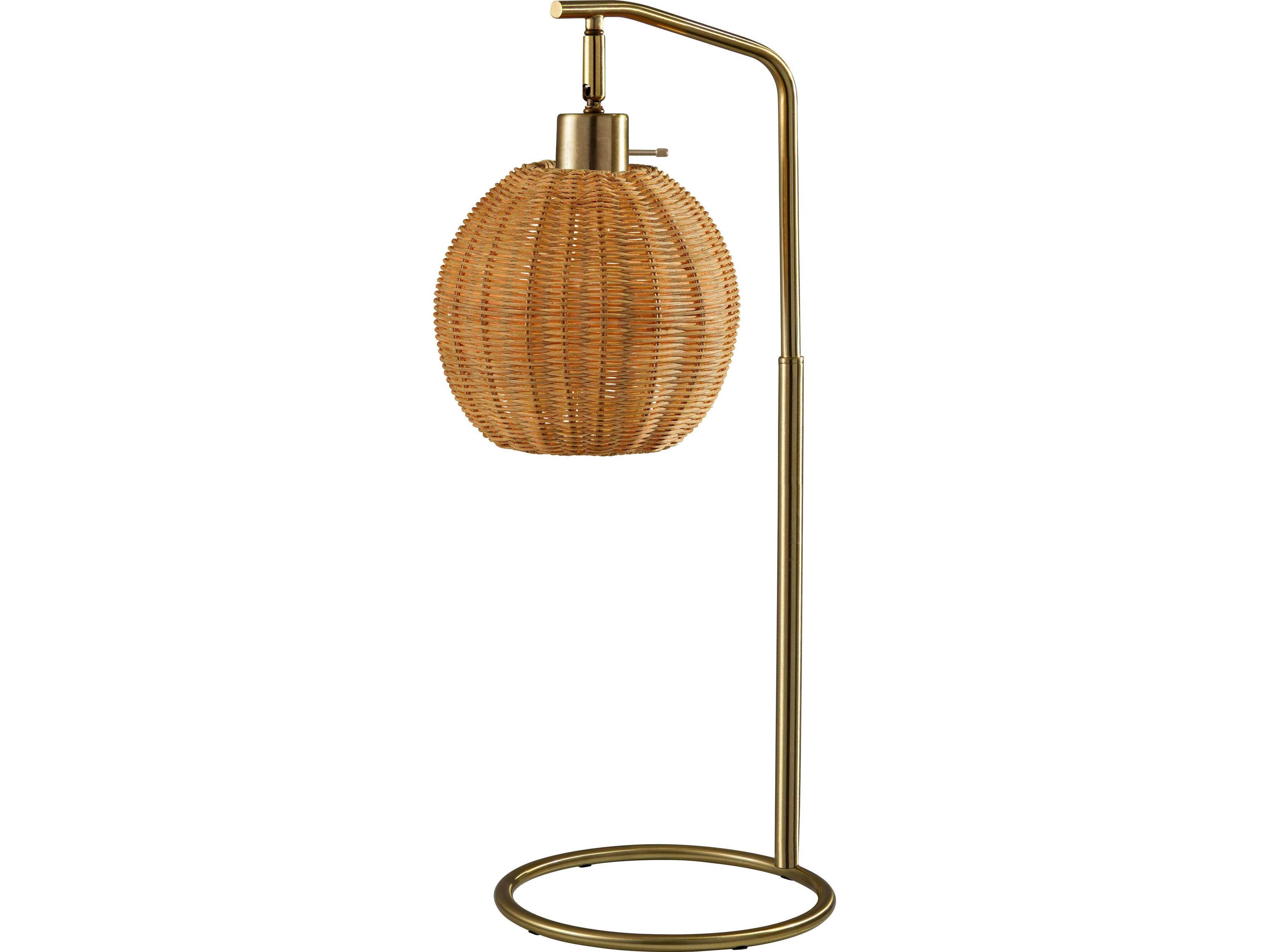 Adesso Maeve Antique Brass Brown Rattan Buffet Lamp