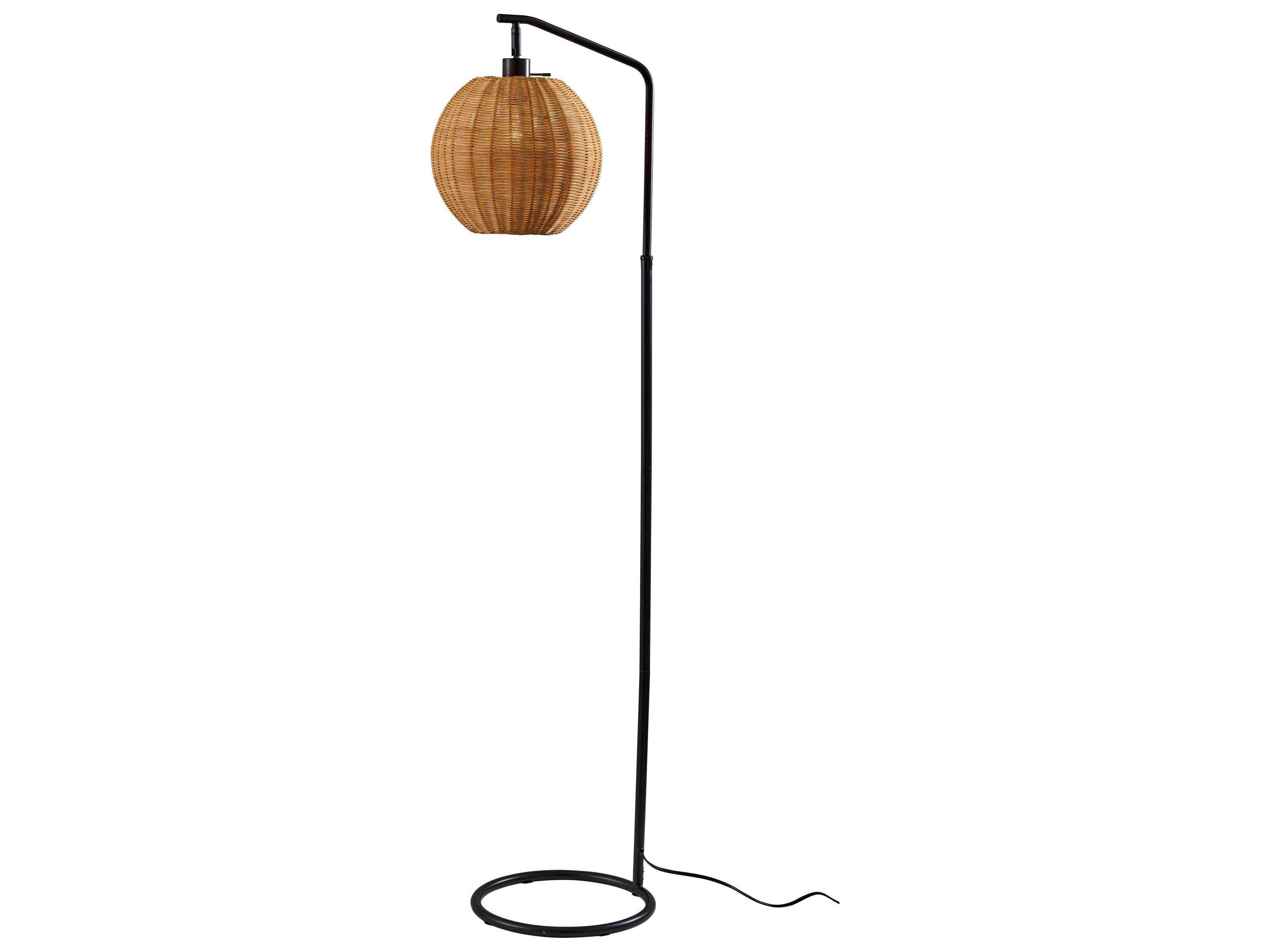 Adesso Maeve Black Brown Rattan Floor Lamp