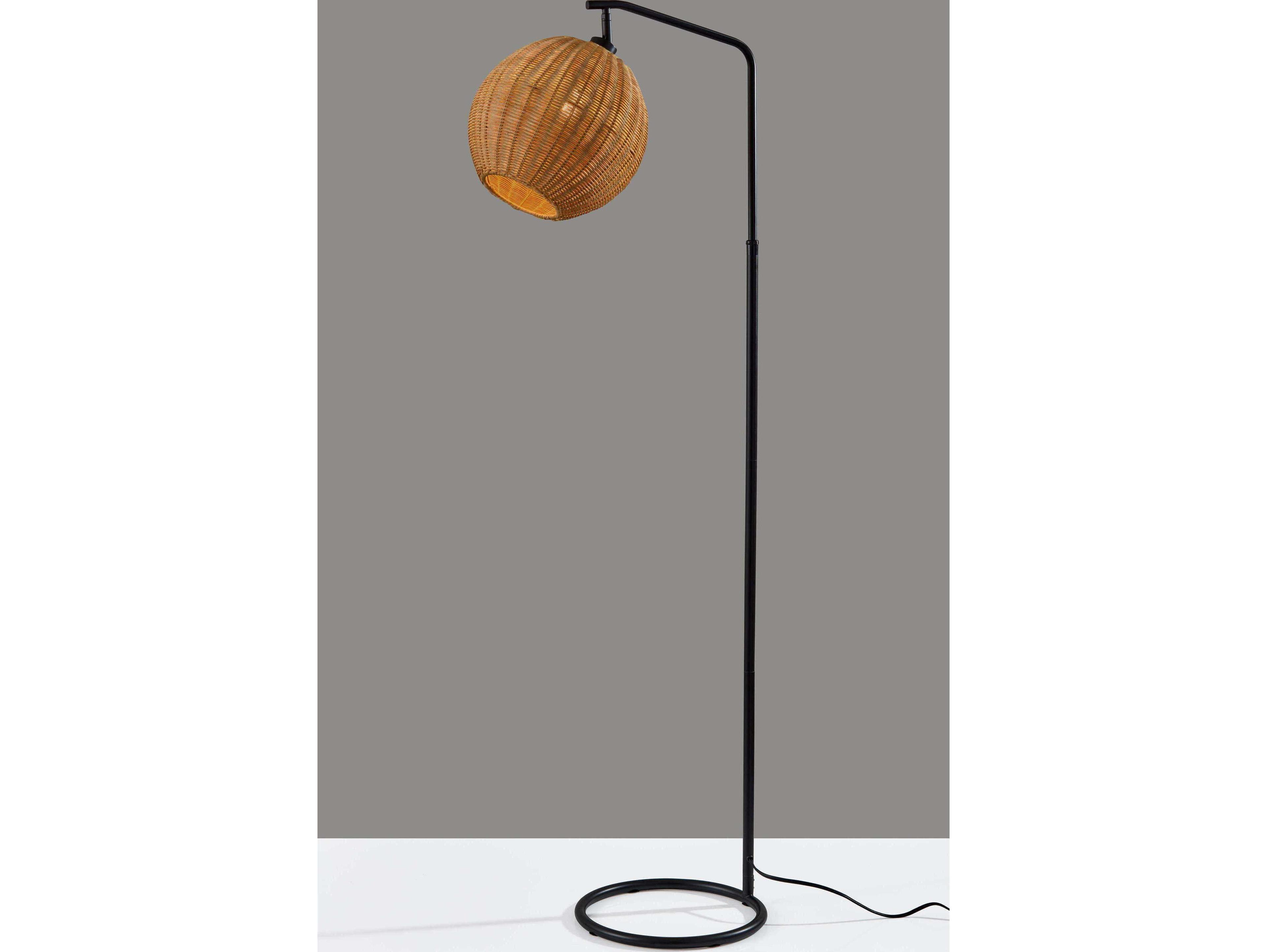 Adesso Maeve Black Brown Rattan Floor Lamp