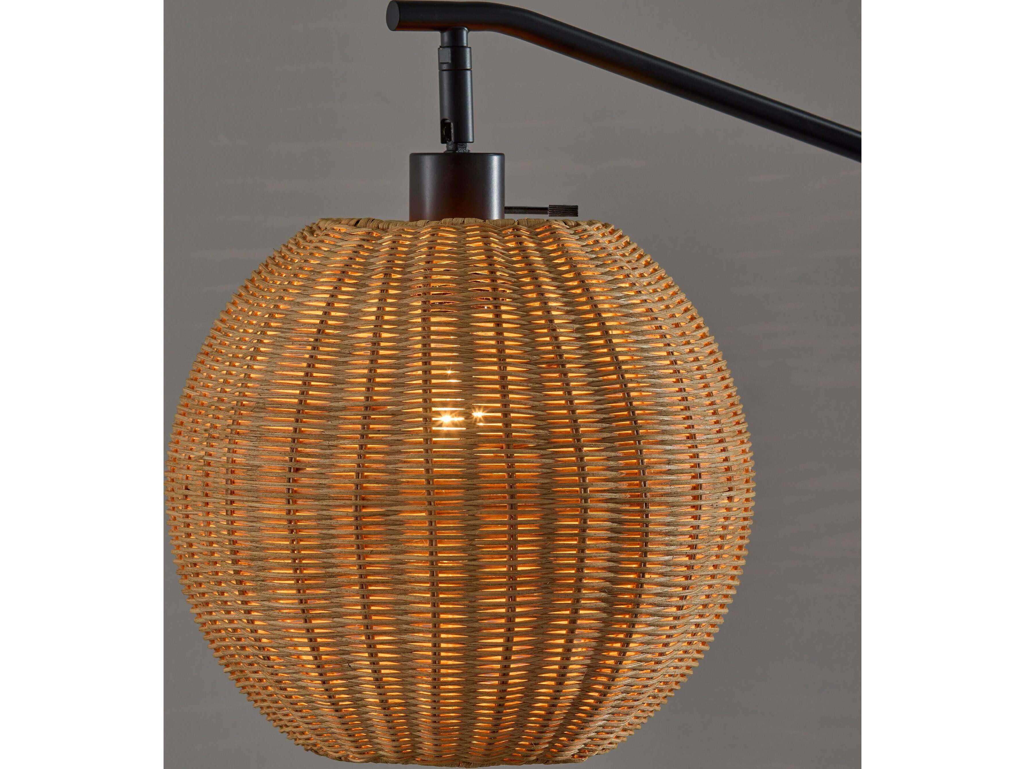 Adesso Maeve Black Brown Rattan Floor Lamp