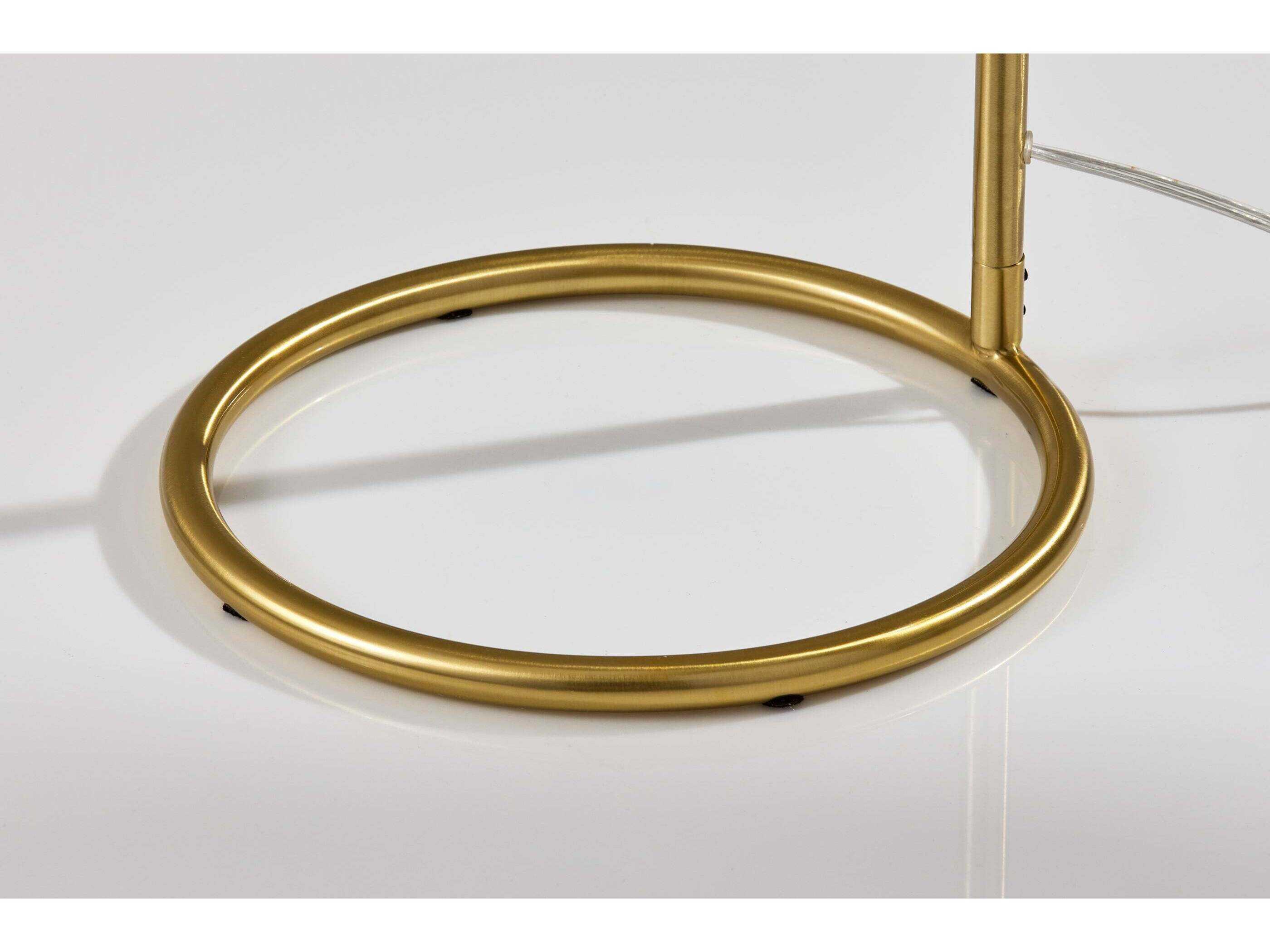 Adesso Maeve Antique Brass Brown Rattan Floor Lamp