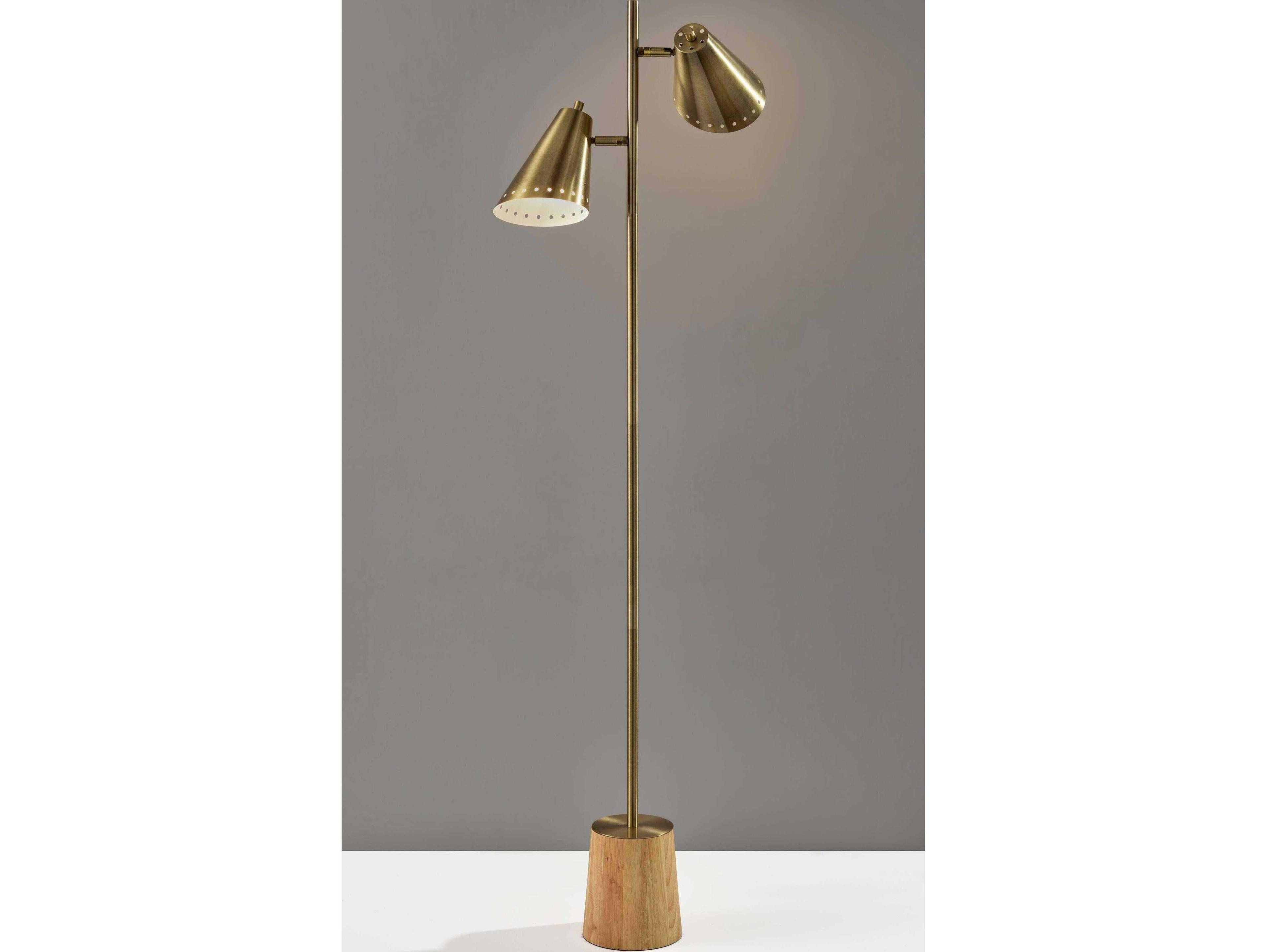Adesso Josephine Antique Brass Metal Floor Lamp