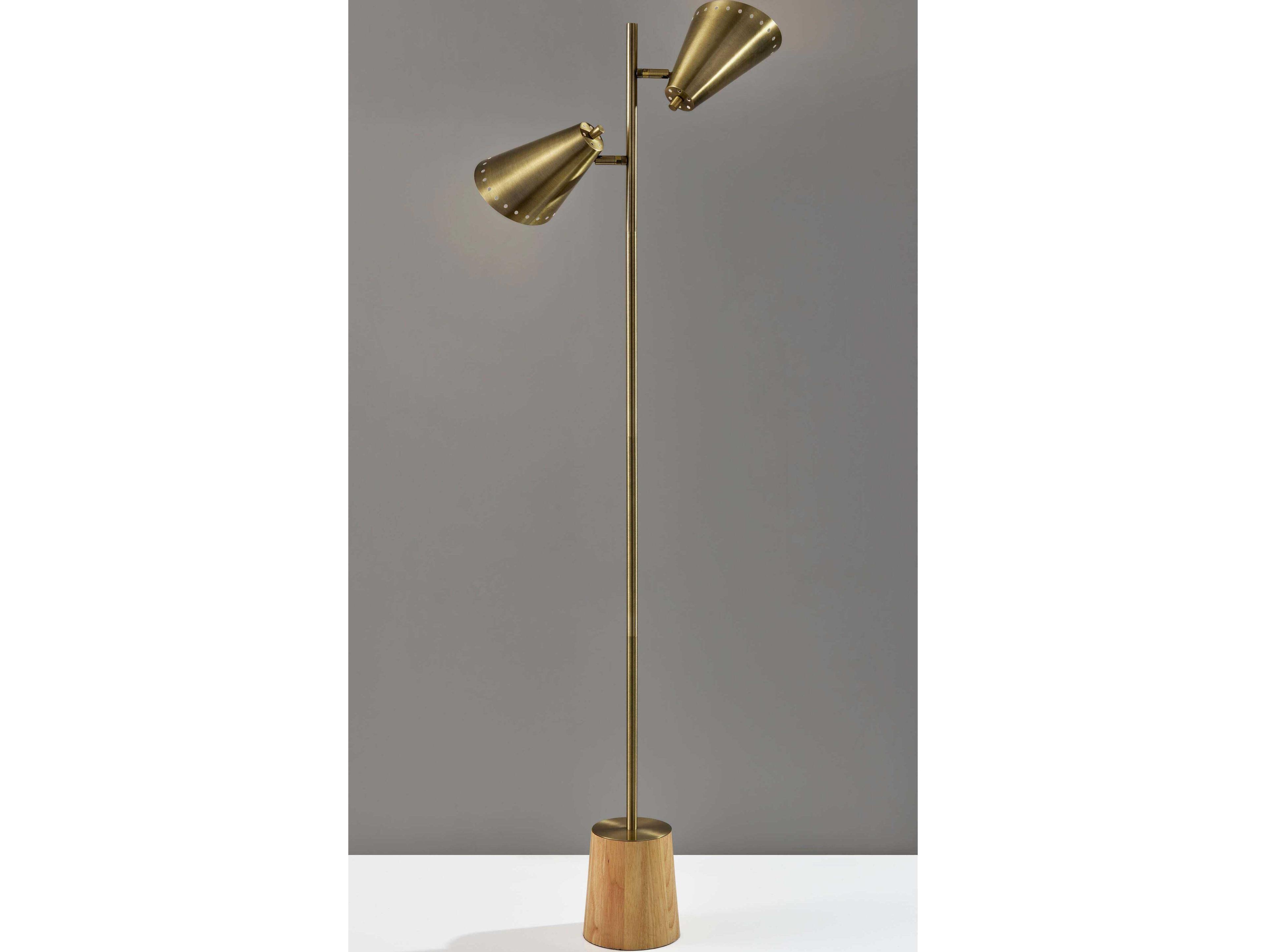 Adesso Josephine Antique Brass Metal Floor Lamp