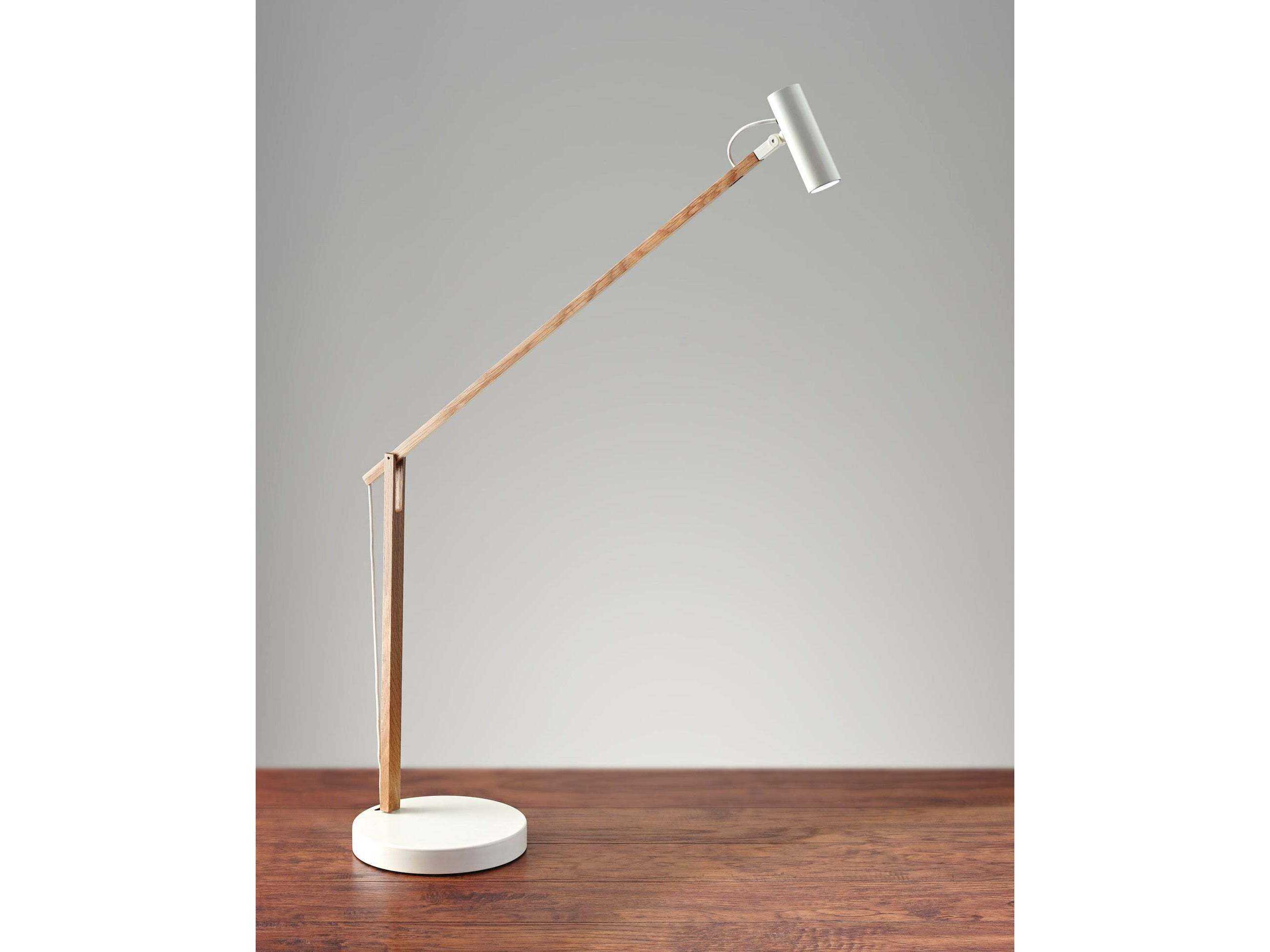 Adesso Crane Natural Ash White Brown Desk Lamp