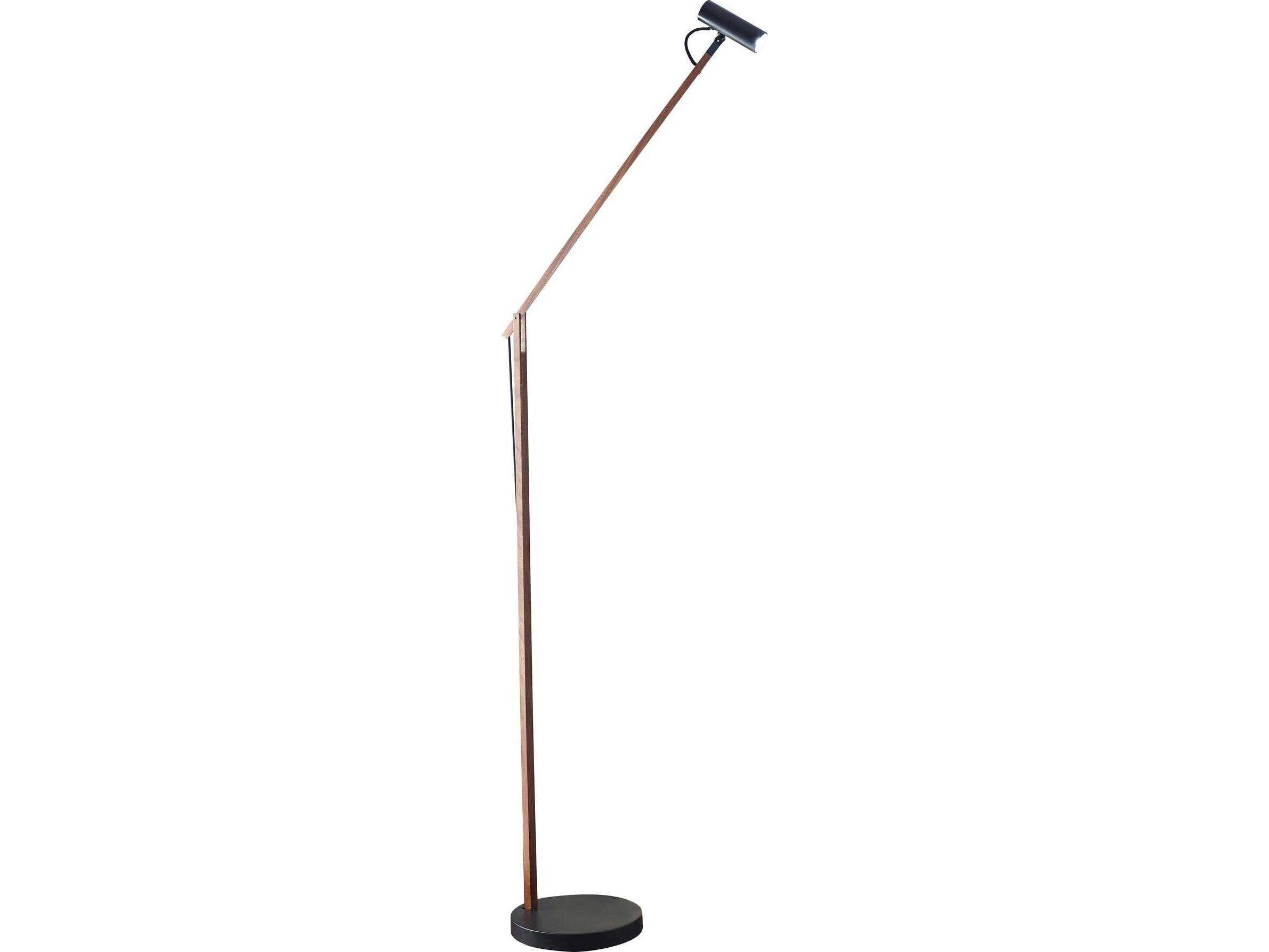 Adesso Crane Walnut Black Brown Floor Lamp