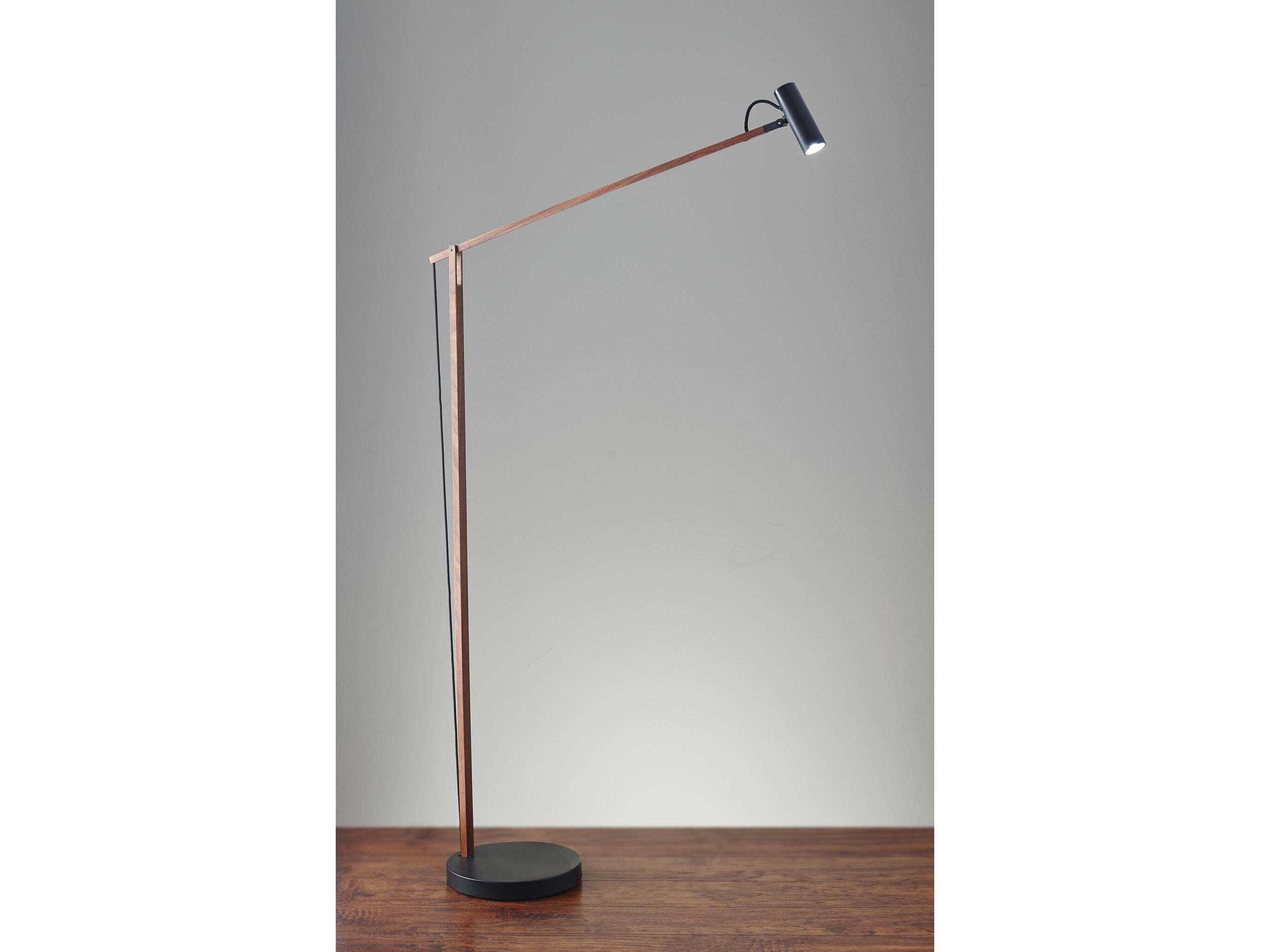 Adesso Crane Walnut Black Brown Floor Lamp