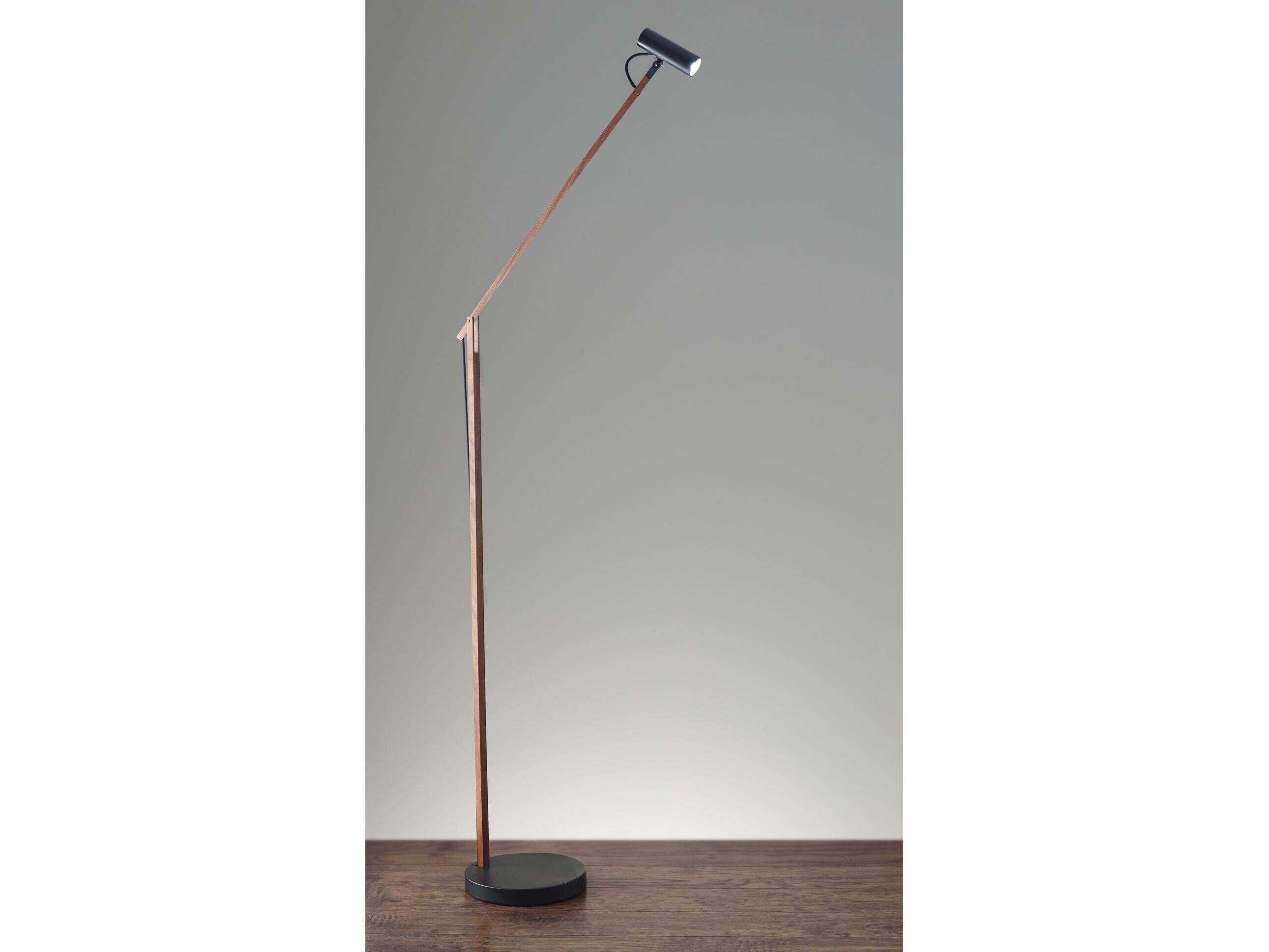 Adesso Crane Walnut Black Brown Floor Lamp