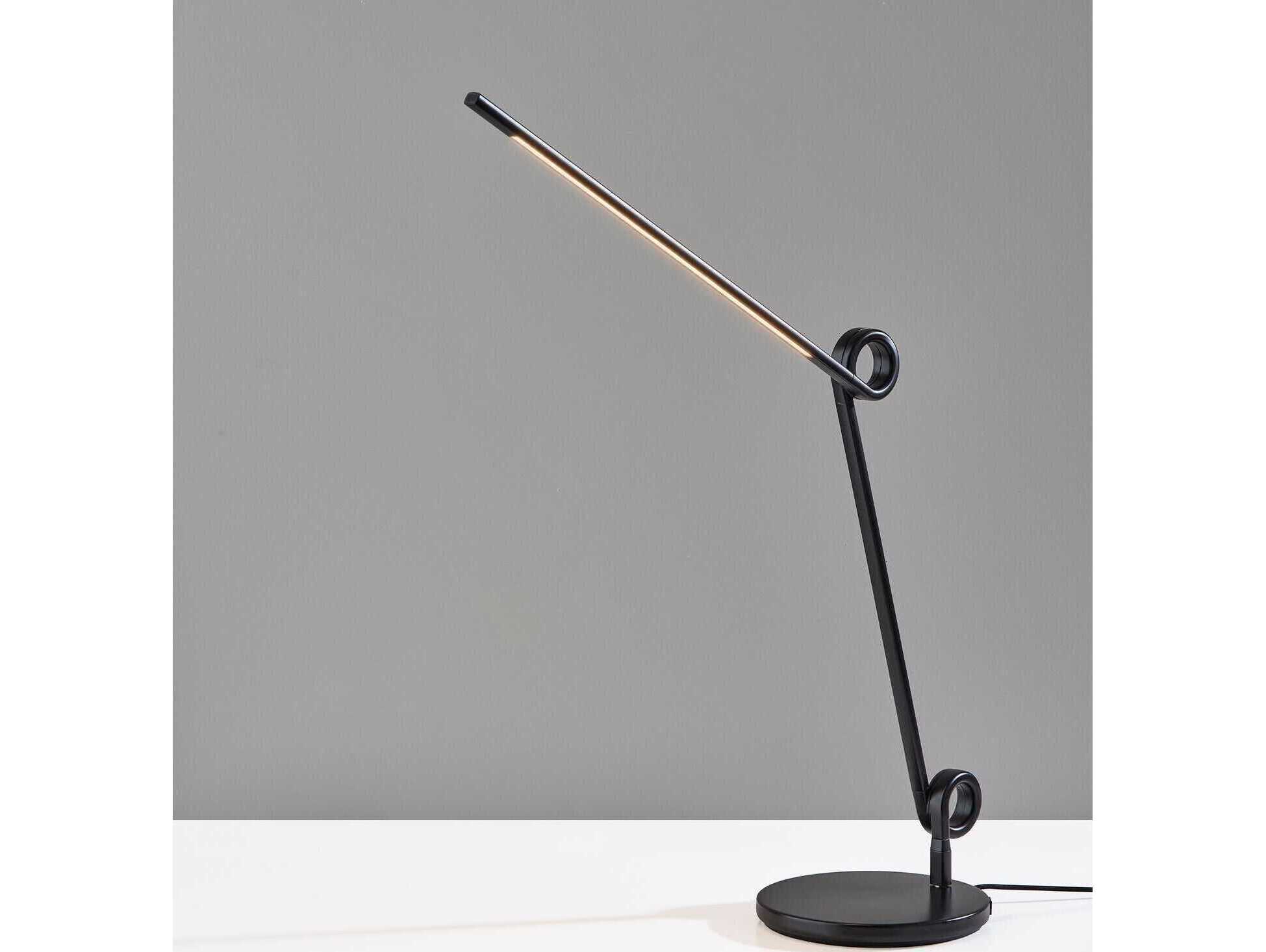 Adesso Knot Black Aluminum Tube With Frosted Shade Desk Lamp