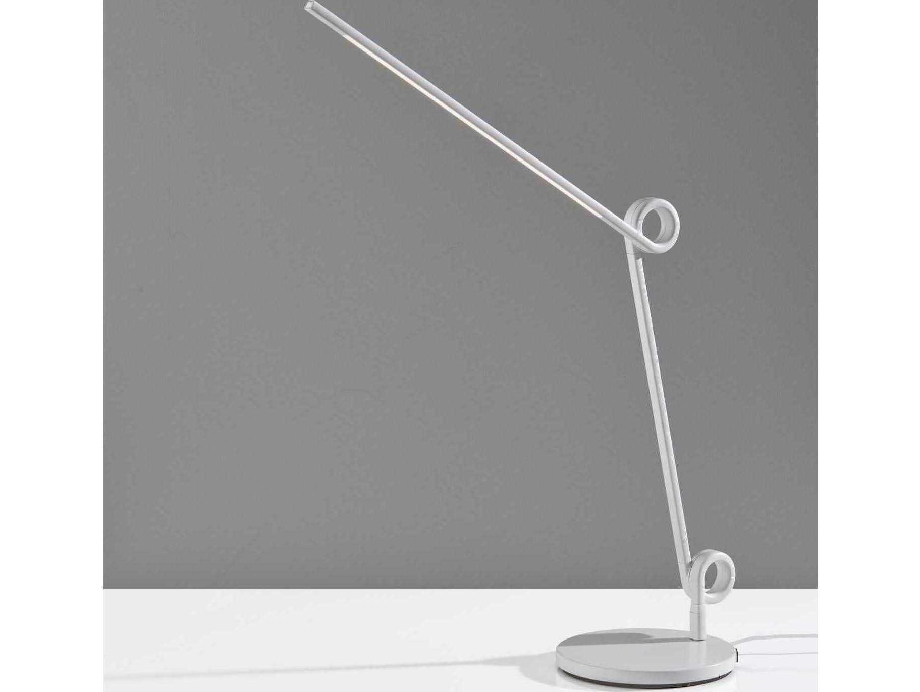 Adesso Knot White Aluminum Tube With Frosted Shade Desk Lamp