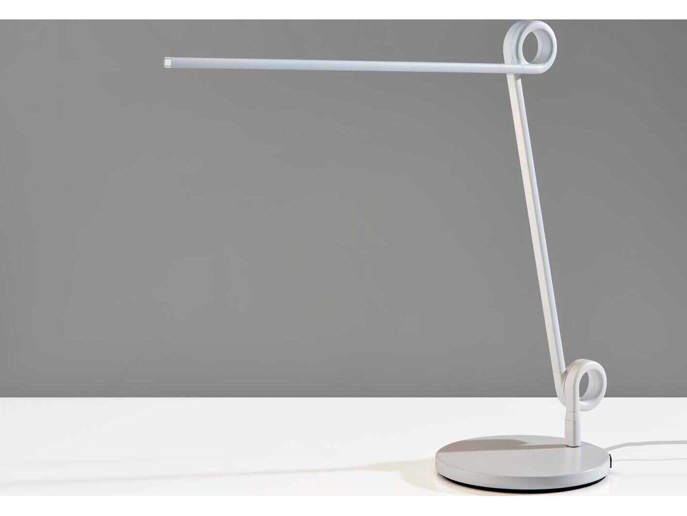 Adesso Knot White Aluminum Tube With Frosted Shade Desk Lamp