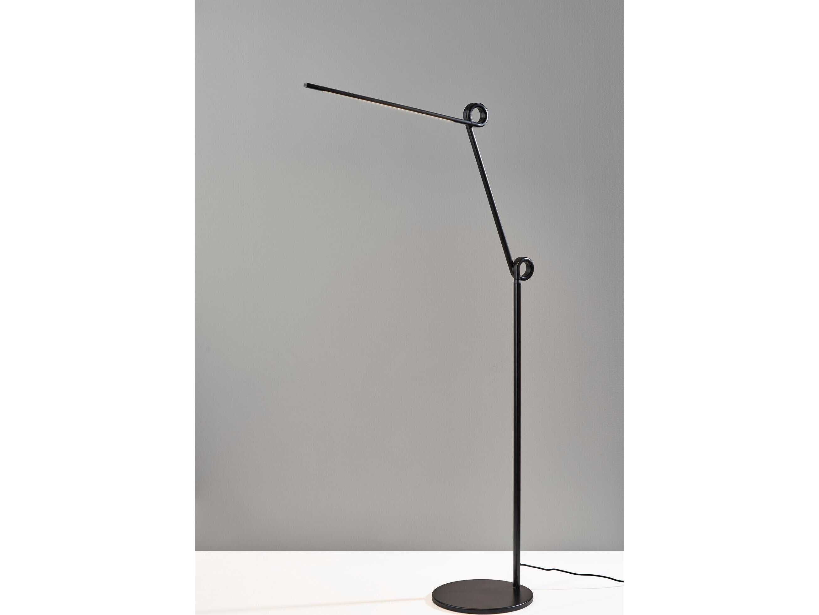 Adesso Knot Black Aluminum Tube With Frosted Shade Floor Lamp