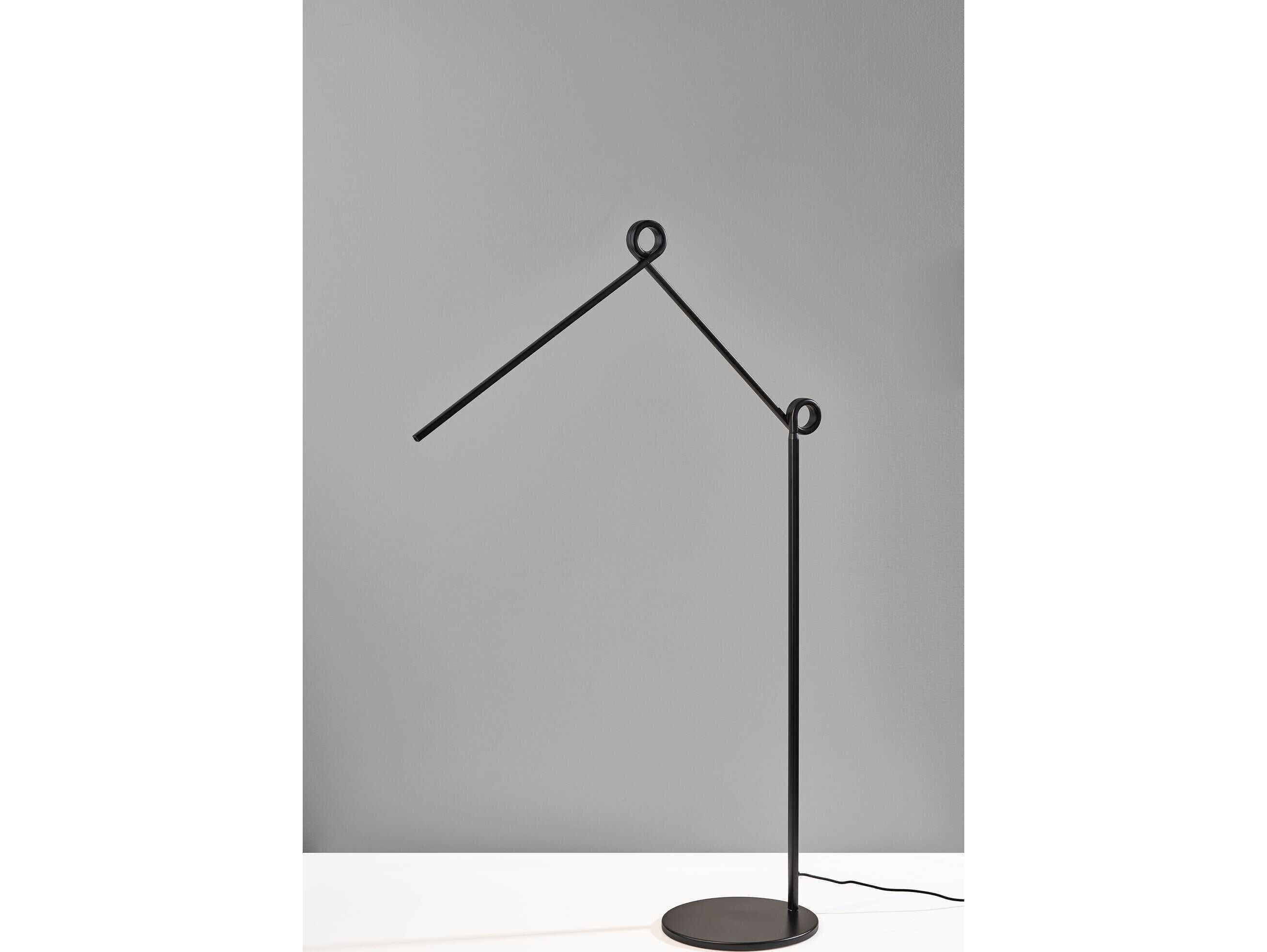 Adesso Knot Black Aluminum Tube With Frosted Shade Floor Lamp