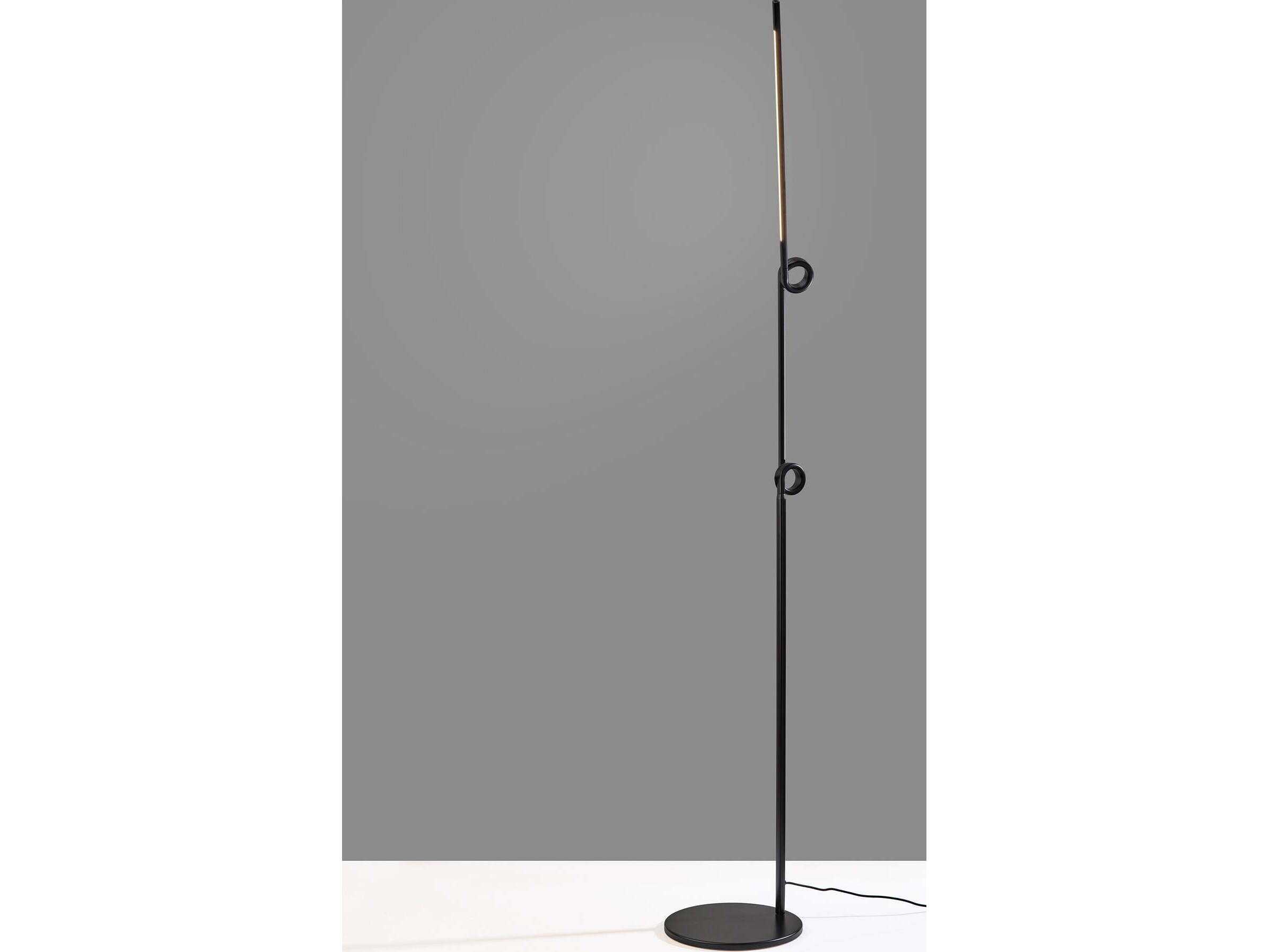 Adesso Knot Black Aluminum Tube With Frosted Shade Floor Lamp