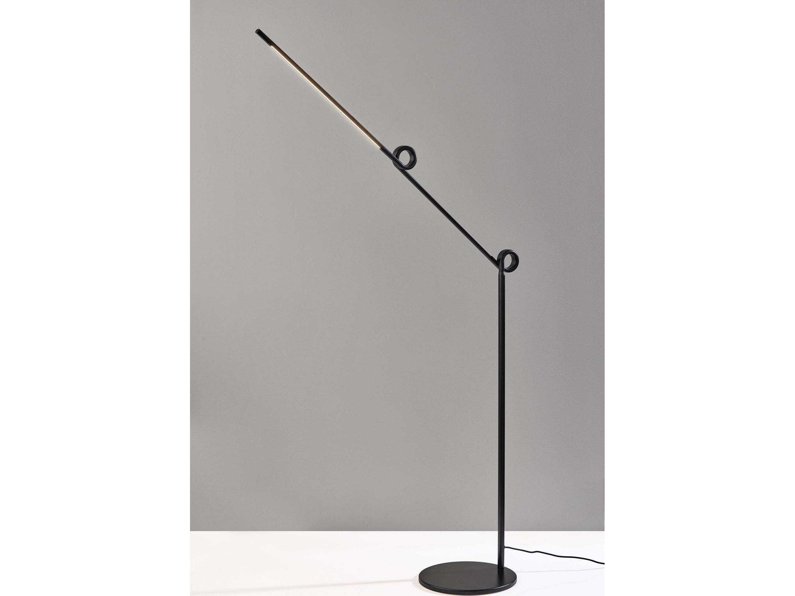 Adesso Knot Black Aluminum Tube With Frosted Shade Floor Lamp