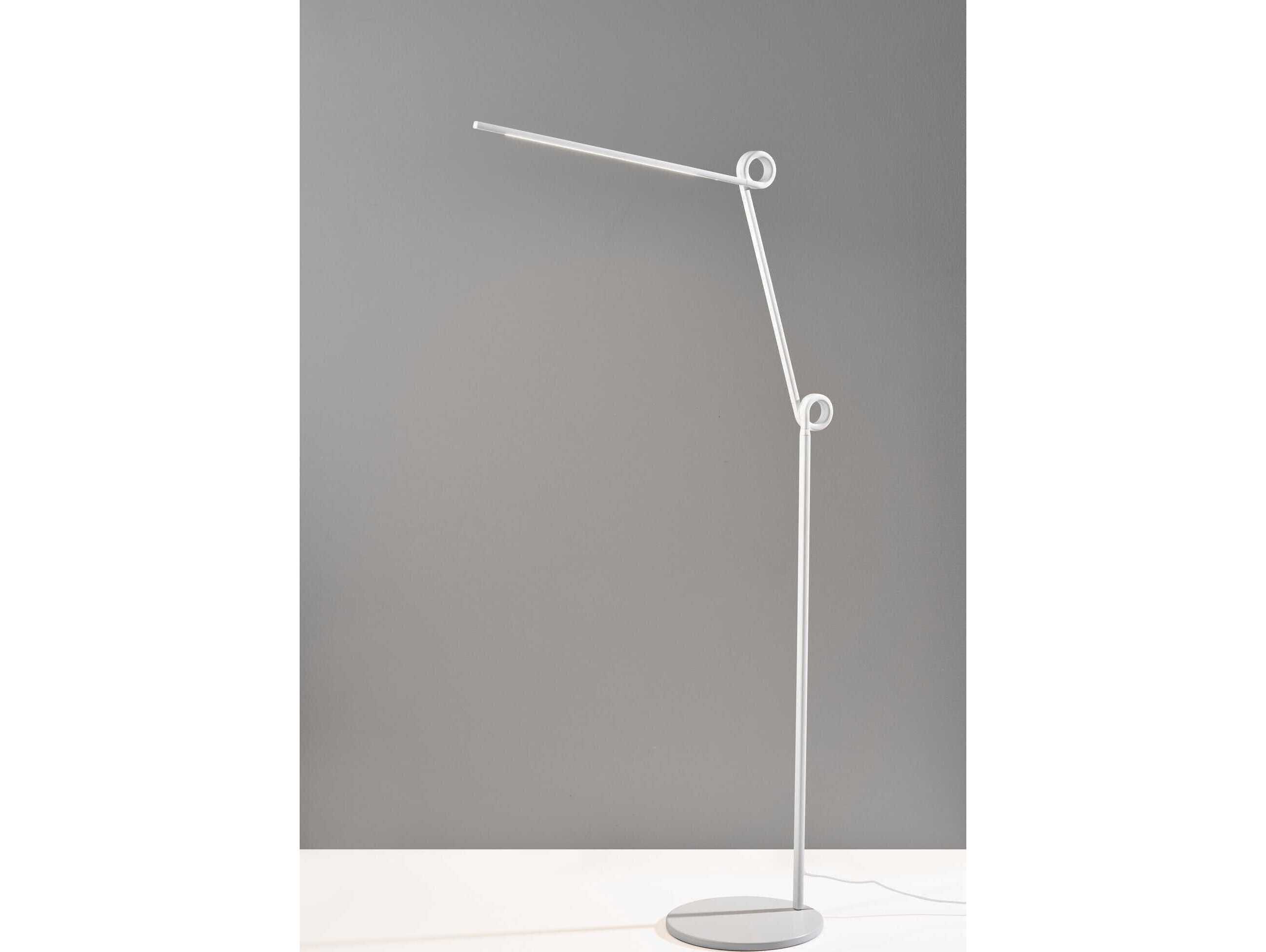 Adesso Knot White Aluminum Tube With Frosted Shade Floor Lamp