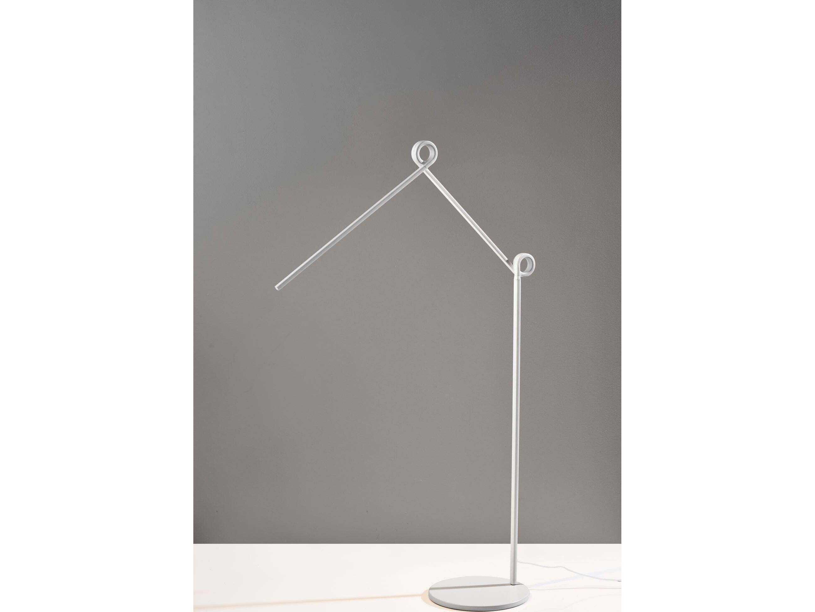 Adesso Knot White Aluminum Tube With Frosted Shade Floor Lamp