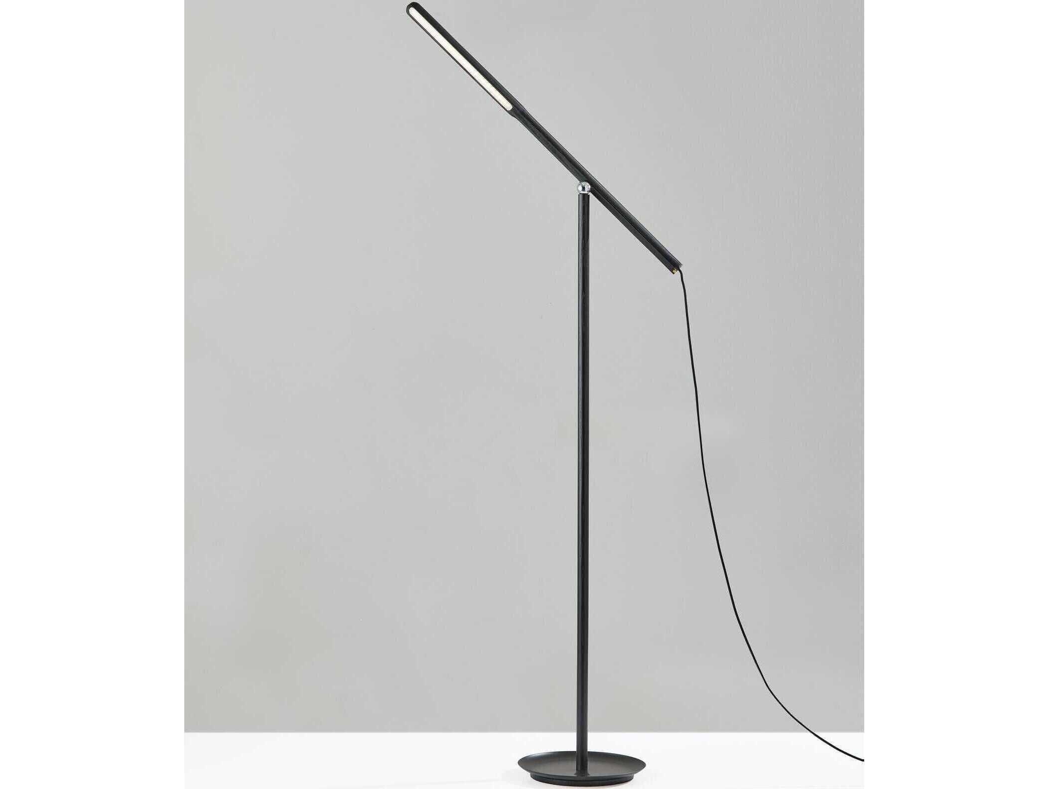 Adesso Gravity Black Ash Wood Floor Lamp