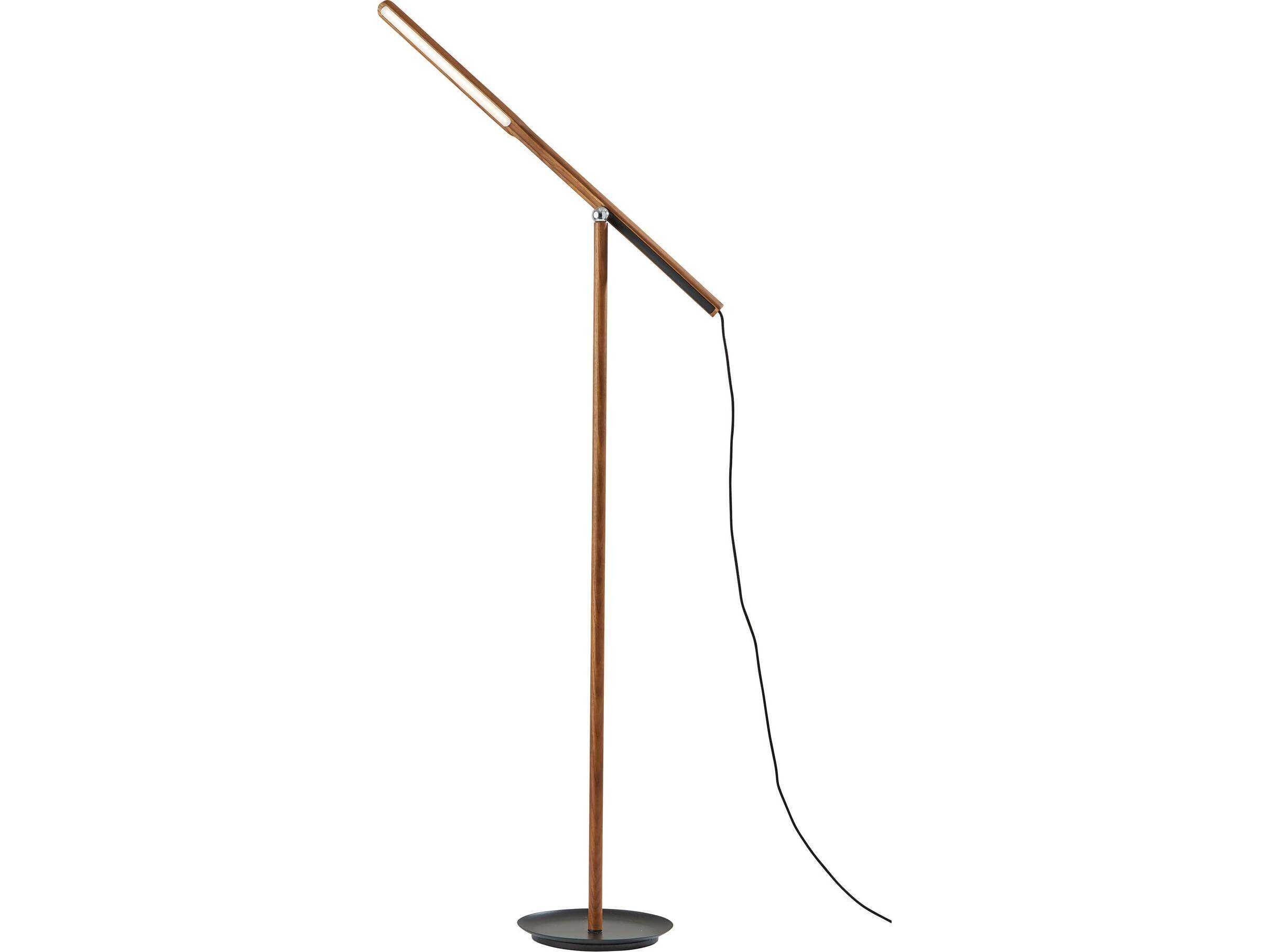 Adesso Gravity Walnut Ash Black Floor Lamp