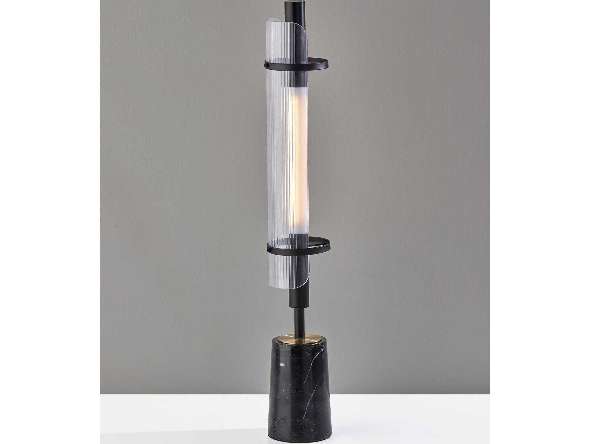 Adesso Flair Black Antique Brass Clear Ribbed Acrylic Buffet Lamp