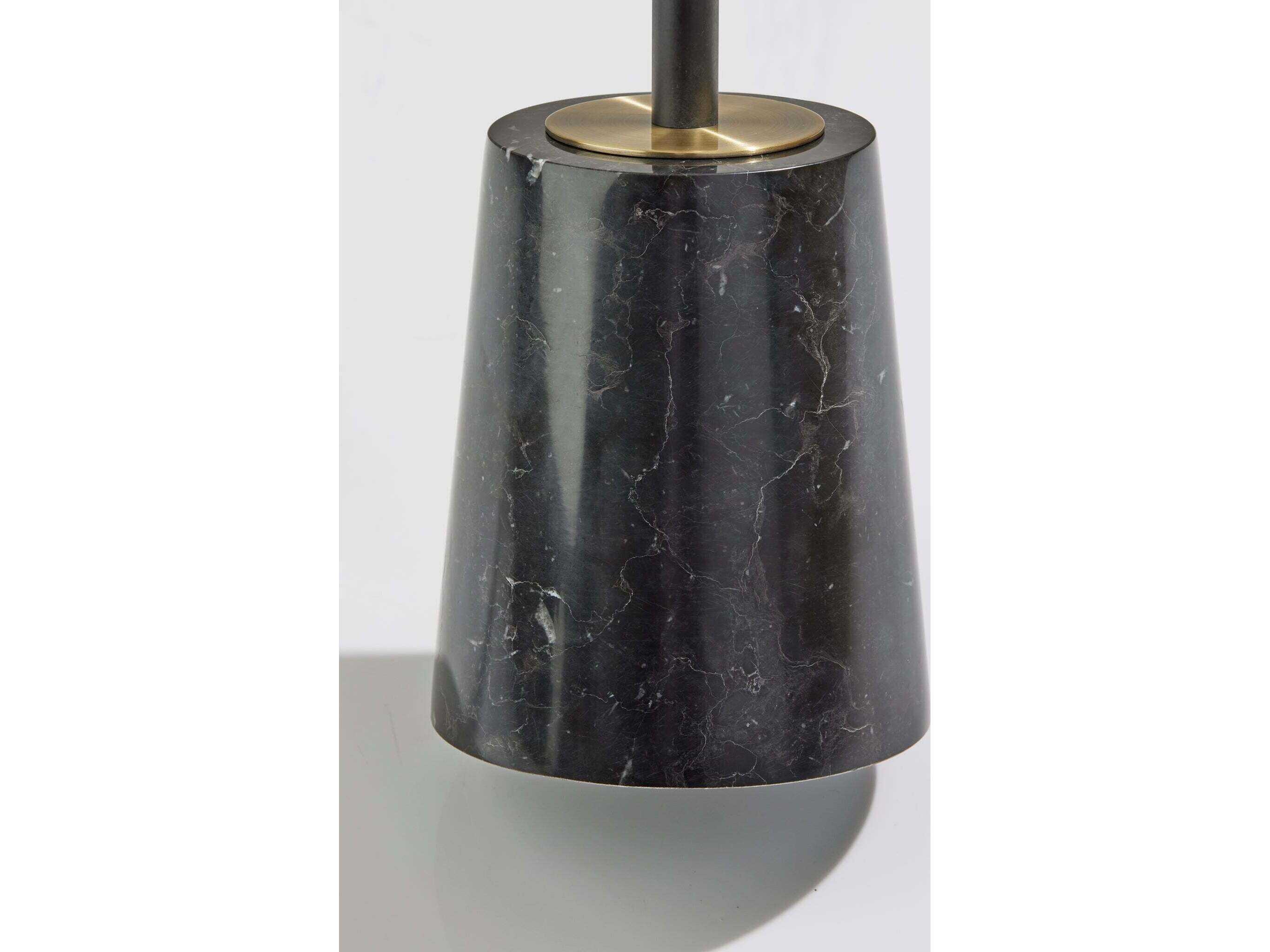 Adesso Flair Black Antique Brass Clear Ribbed Acrylic Floor Lamp